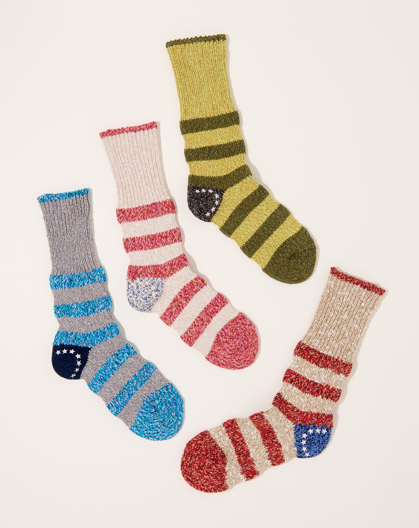 Kapital 56 Yarns Flag Stripe Socks in Khaki