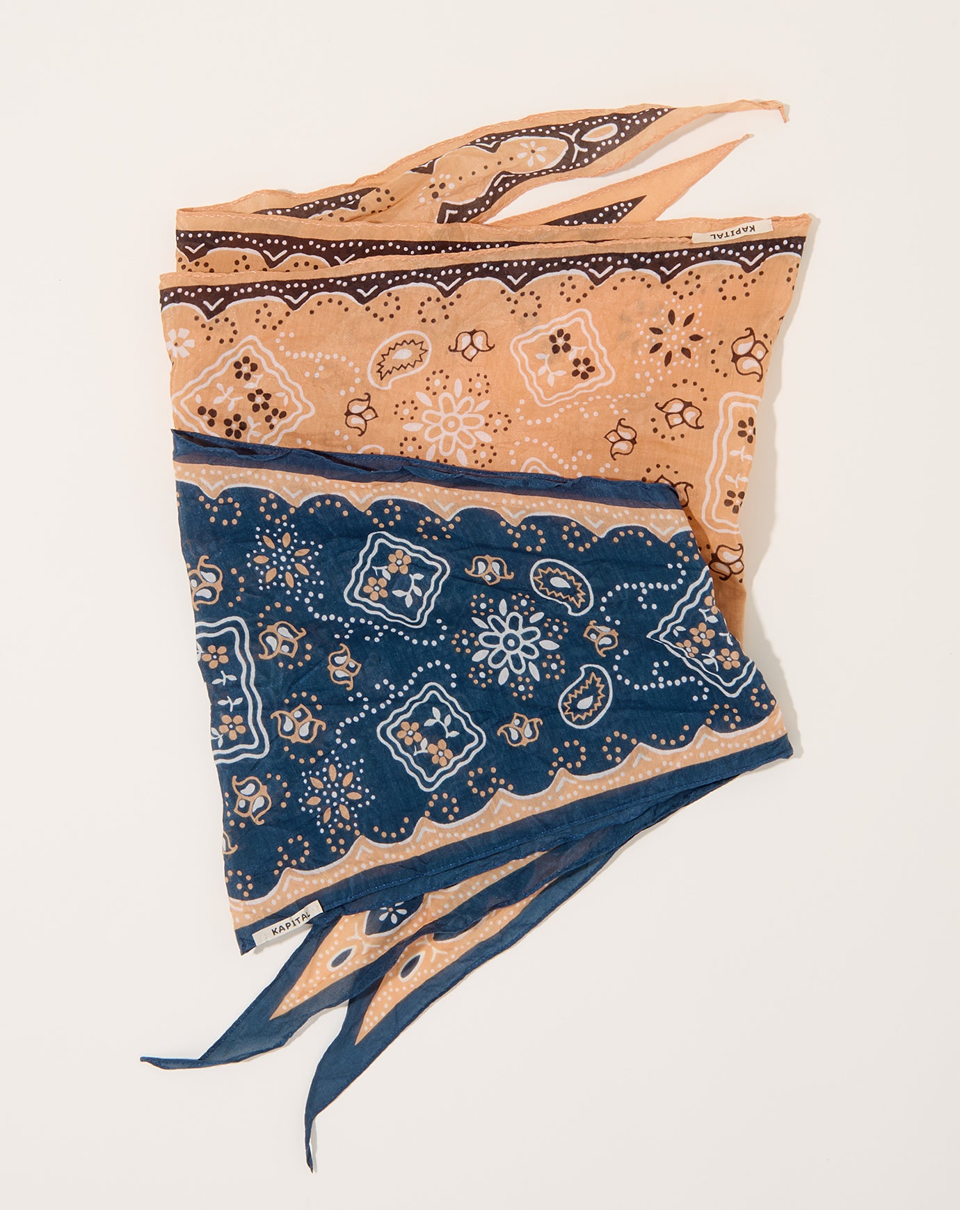 Kapital WASHER Silk Neckerchief (COOKIE) in Navy