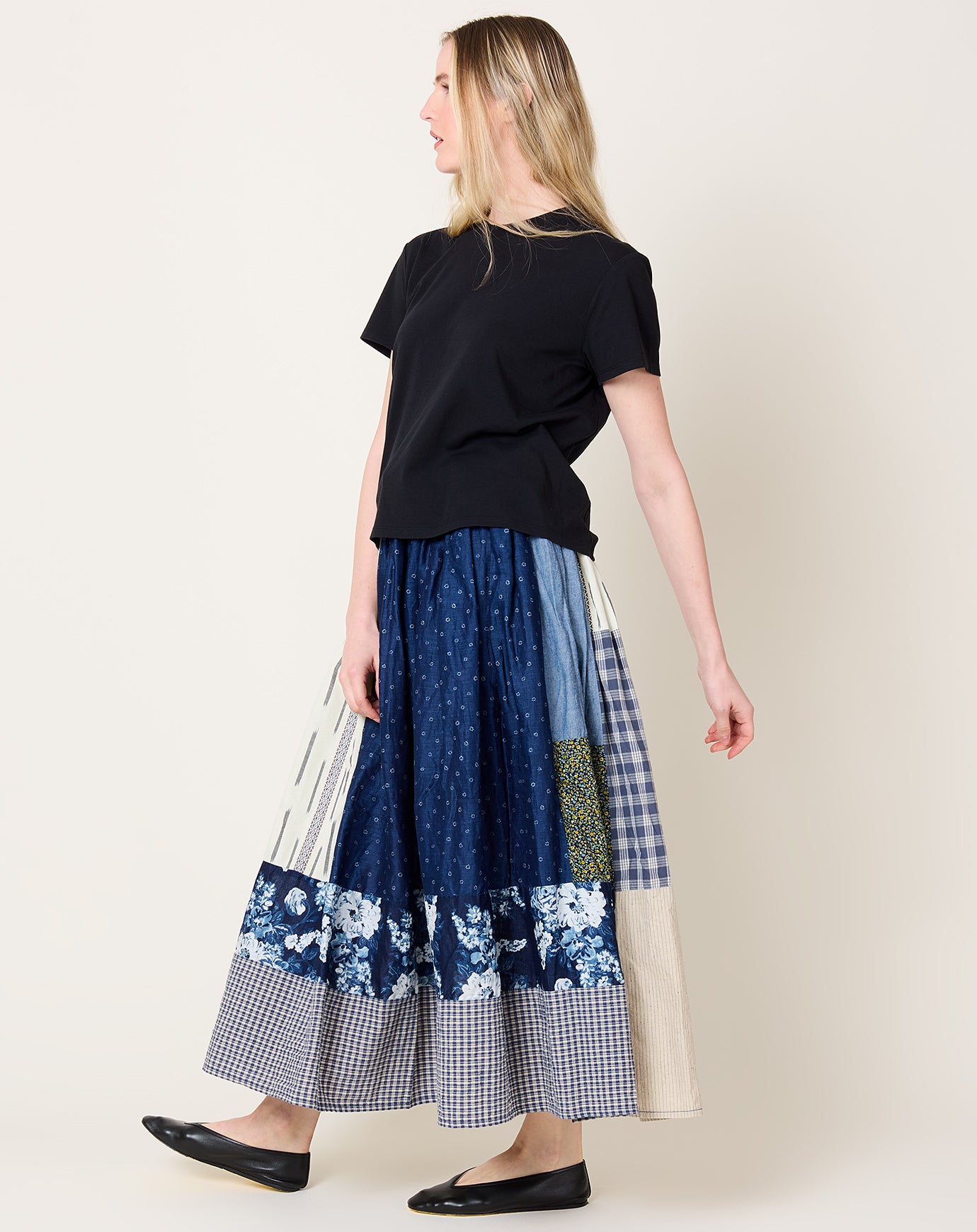 Kapital Patchwork Gathered Skirt in IDG