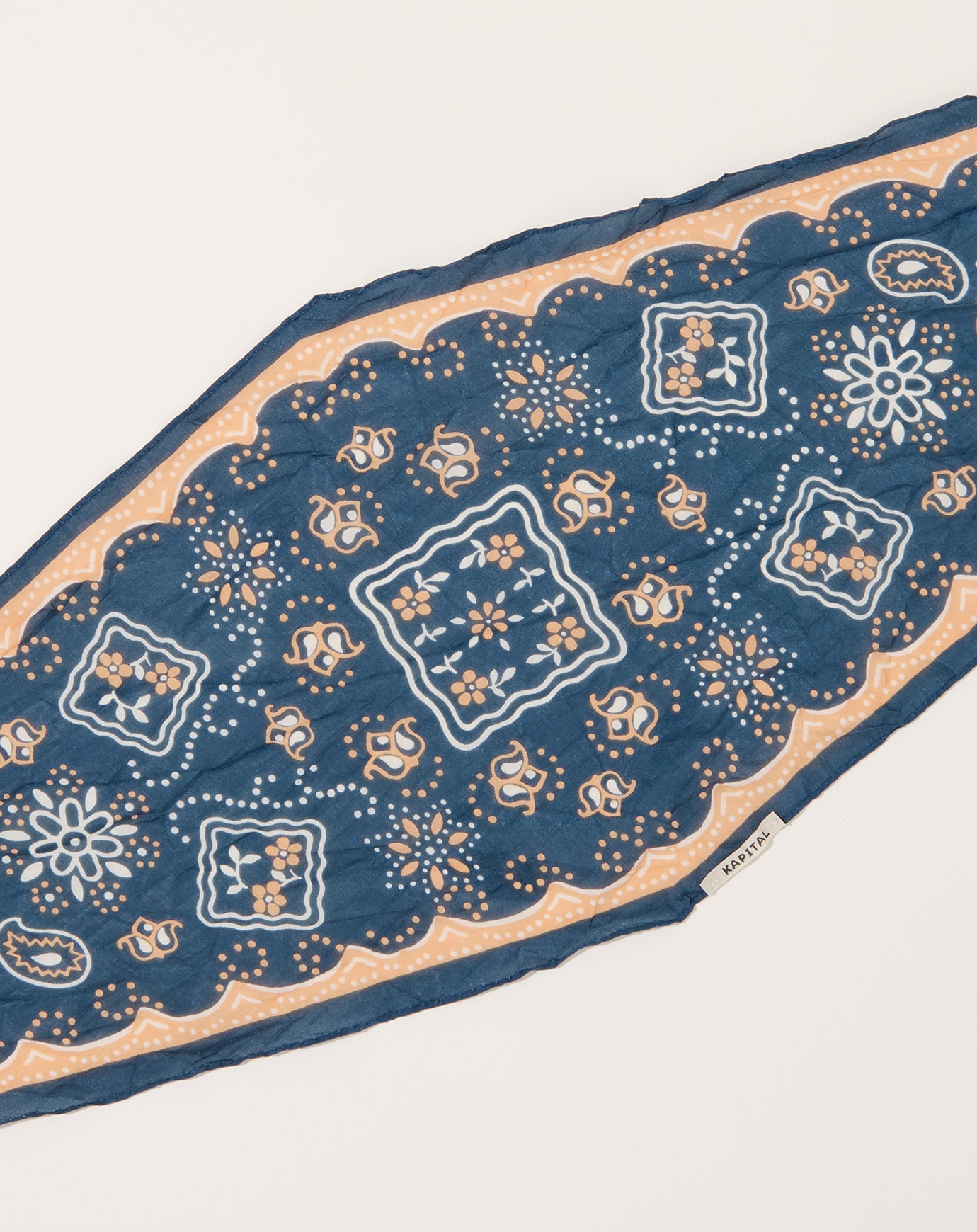 Kapital WASHER Silk Neckerchief (COOKIE) in Navy