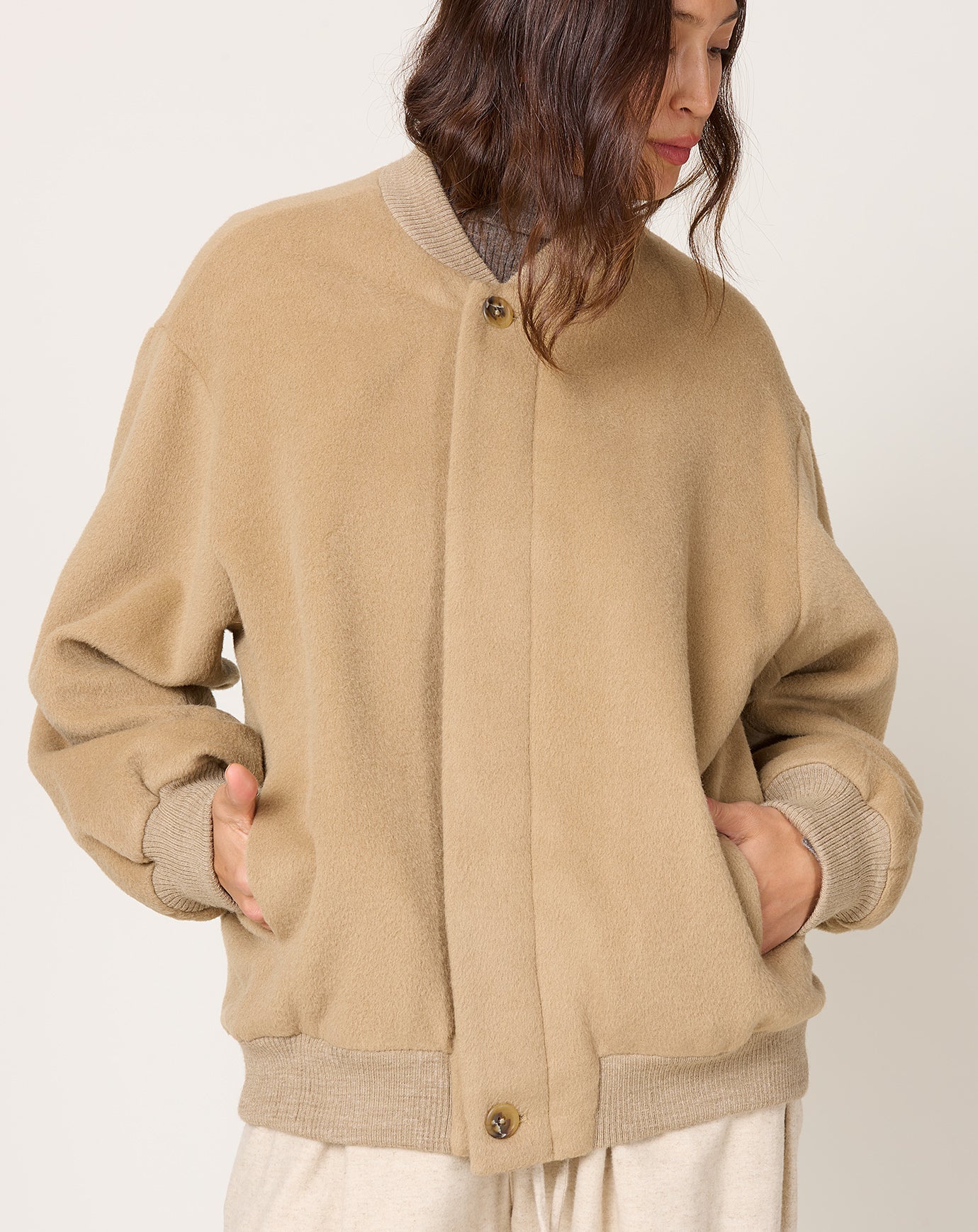 Lauren Manoogian Brushed Bomber in Camel