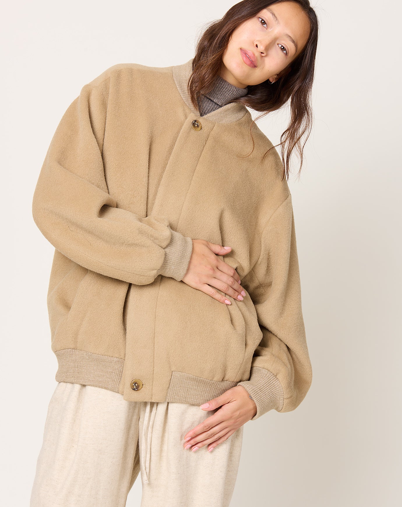 Lauren Manoogian Brushed Bomber in Camel