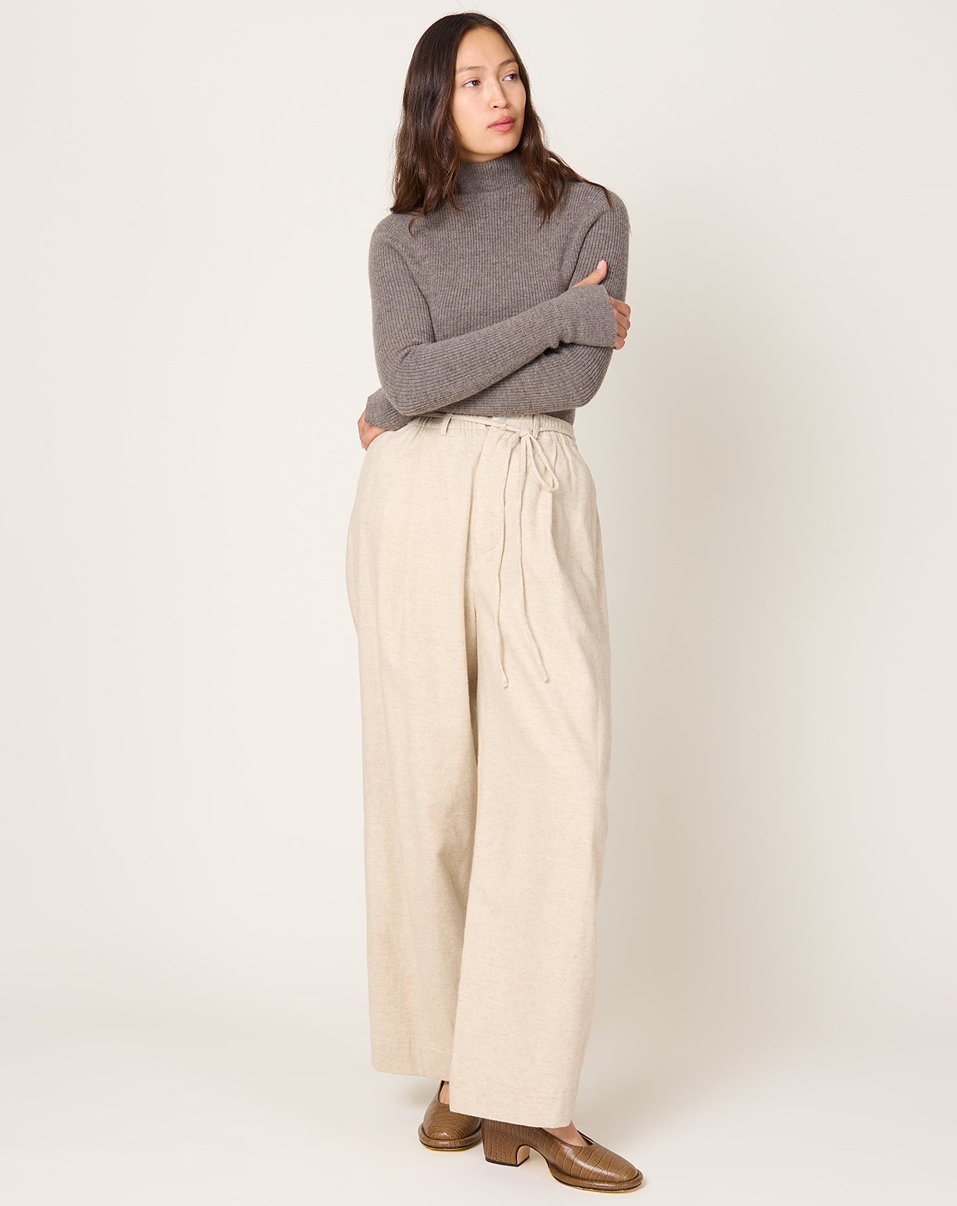 Lauren Manoogian Flannel Lace Trouser in Ecru