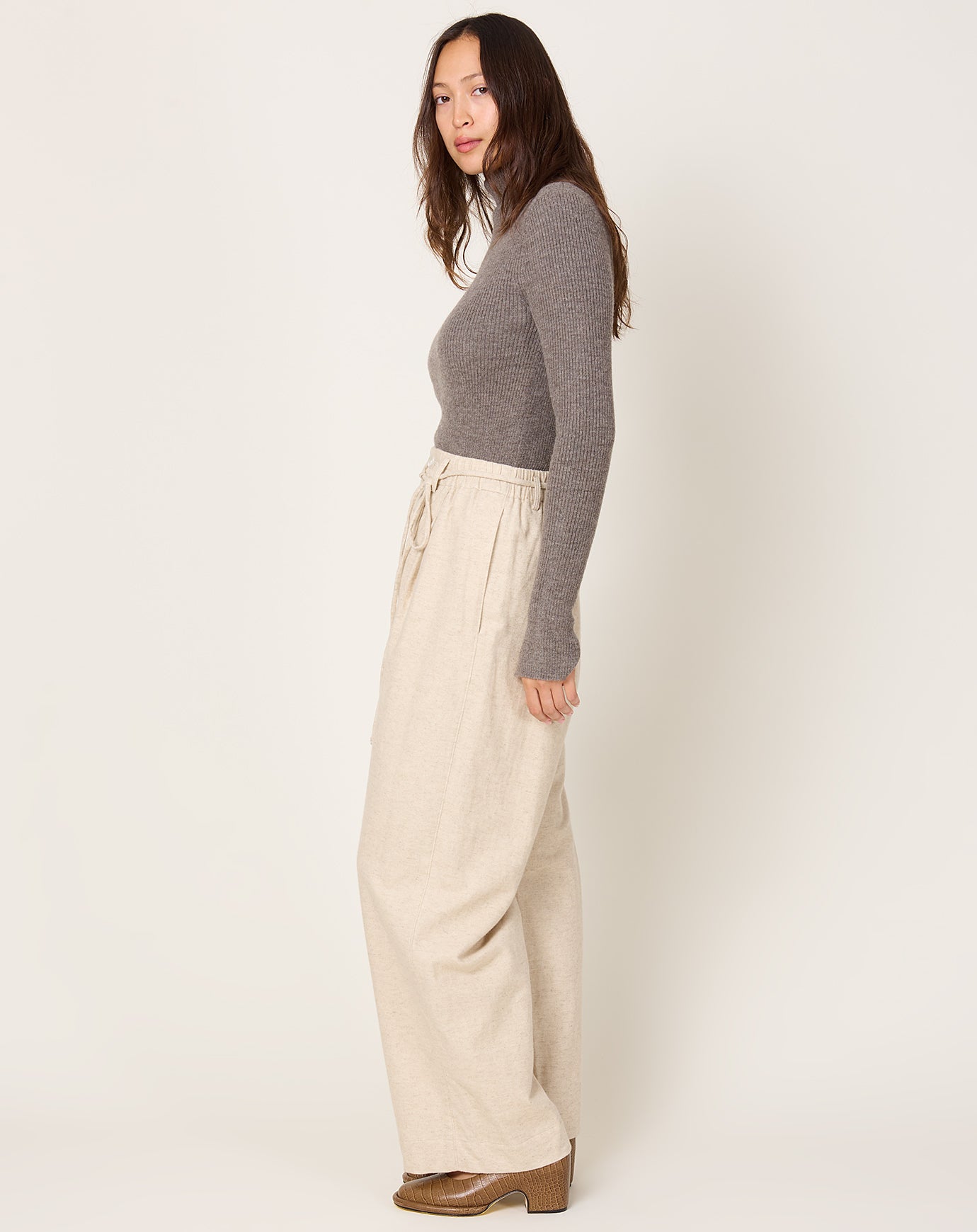 Lauren Manoogian Flannel Lace Trouser in Ecru