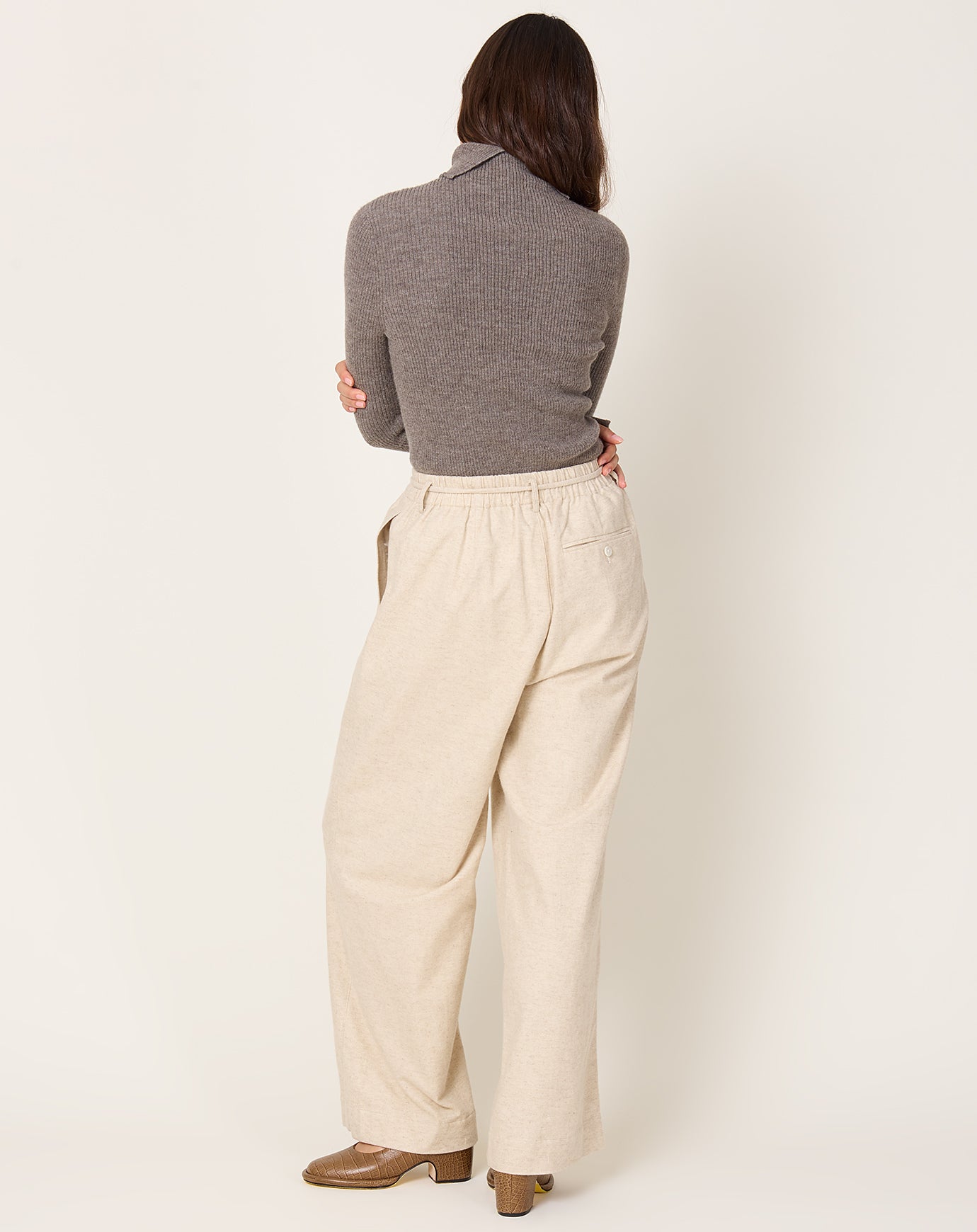 Lauren Manoogian Flannel Lace Trouser in Ecru