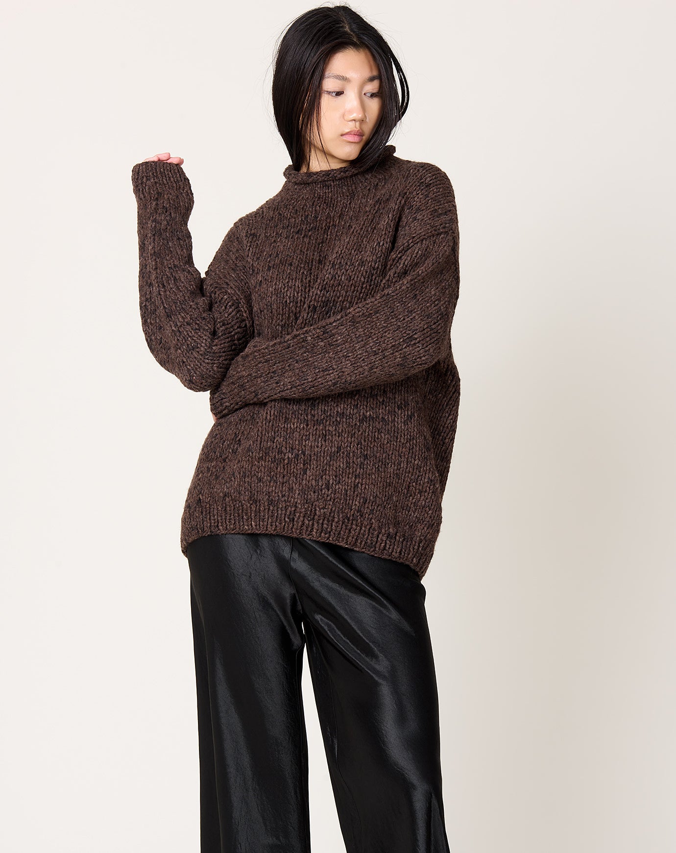 Lauren Manoogian Handknit Paint Rollneck in Black Paint