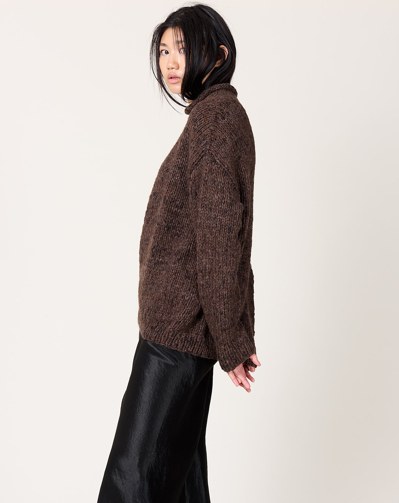 Lauren Manoogian Handknit Paint Rollneck in Black Paint