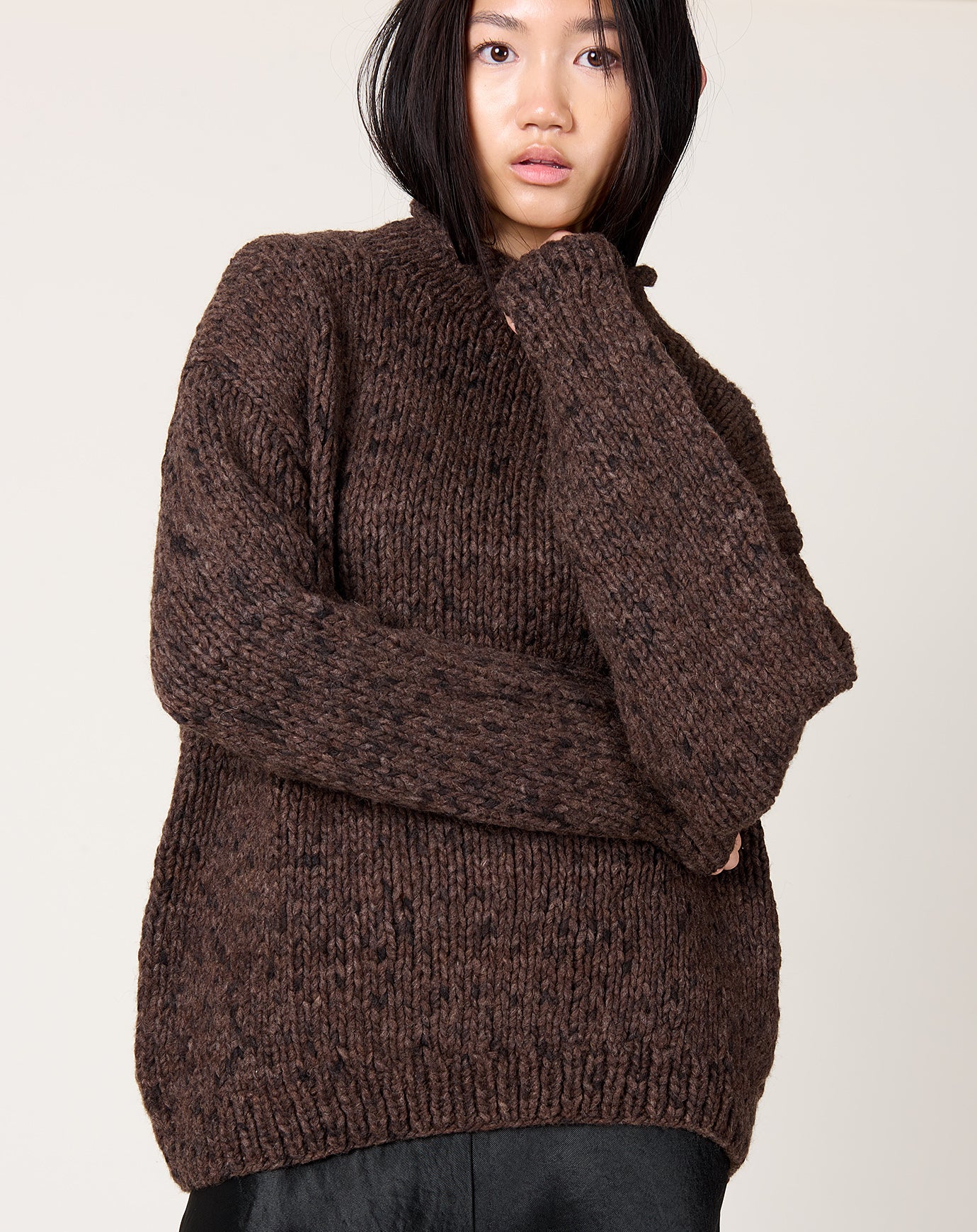 Lauren Manoogian Handknit Paint Rollneck in Black Paint