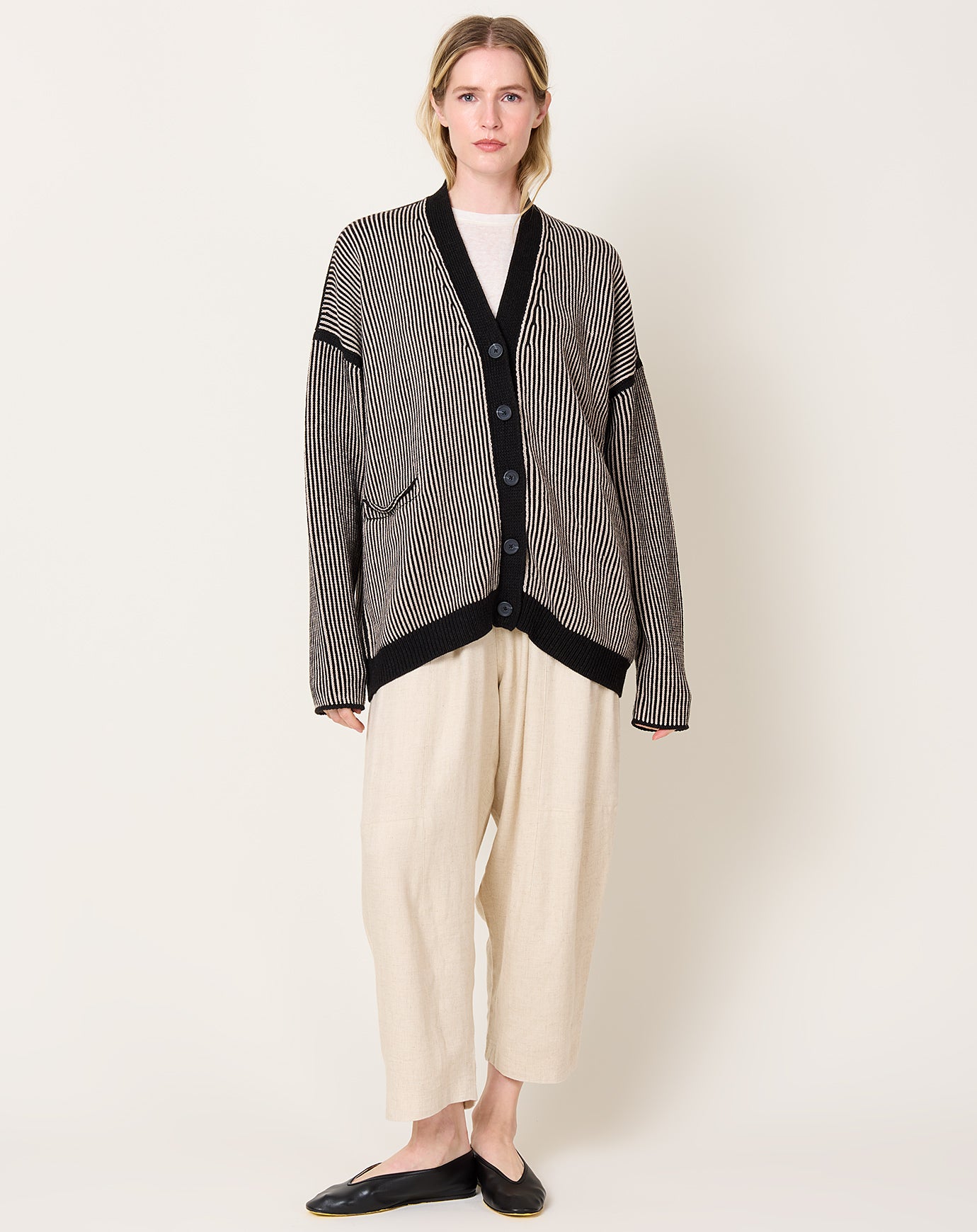 Lauren Manoogian Linea Cardigan in Black Melange & Sisel