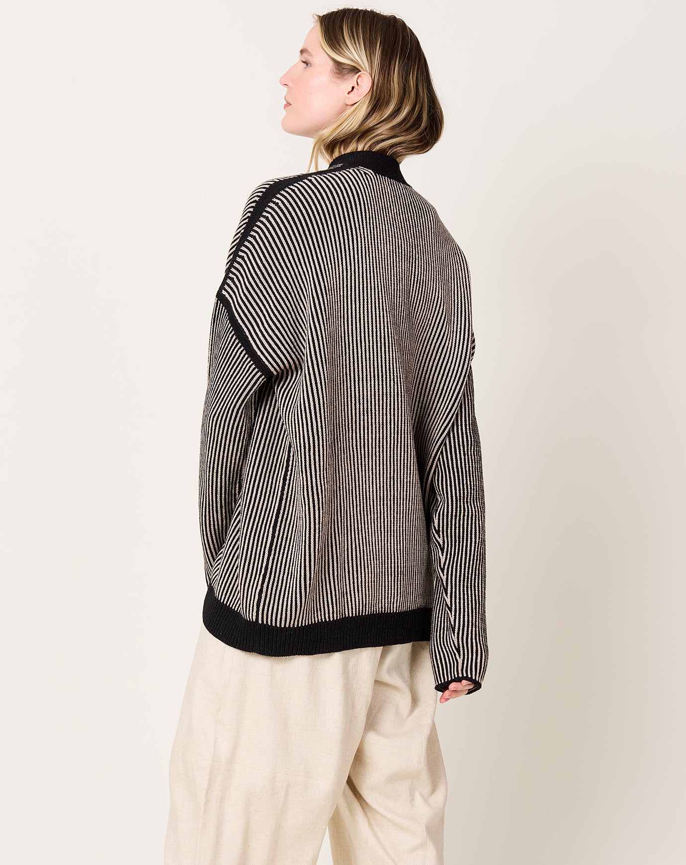 Lauren Manoogian Linea Cardigan in Black Melange & Sisel