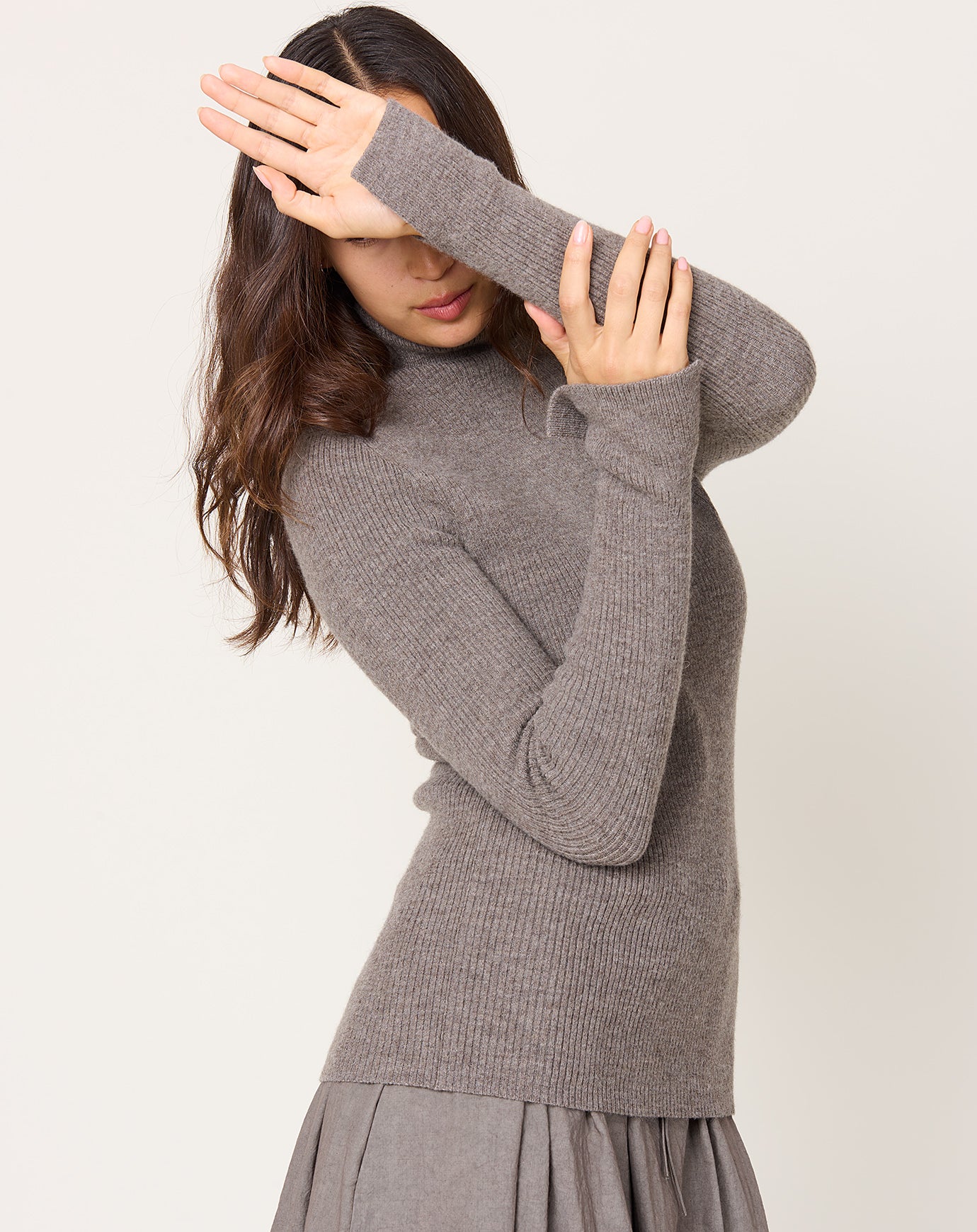 Lauren Manoogian Rib Split Turtleneck in CInder