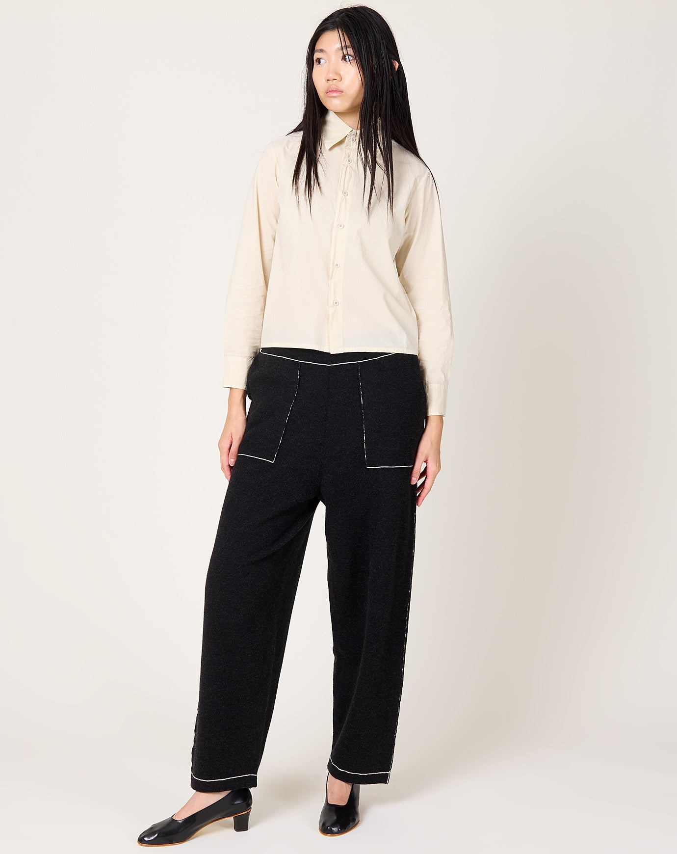 Lauren Manoogian Stitch Trouser in Black Melange