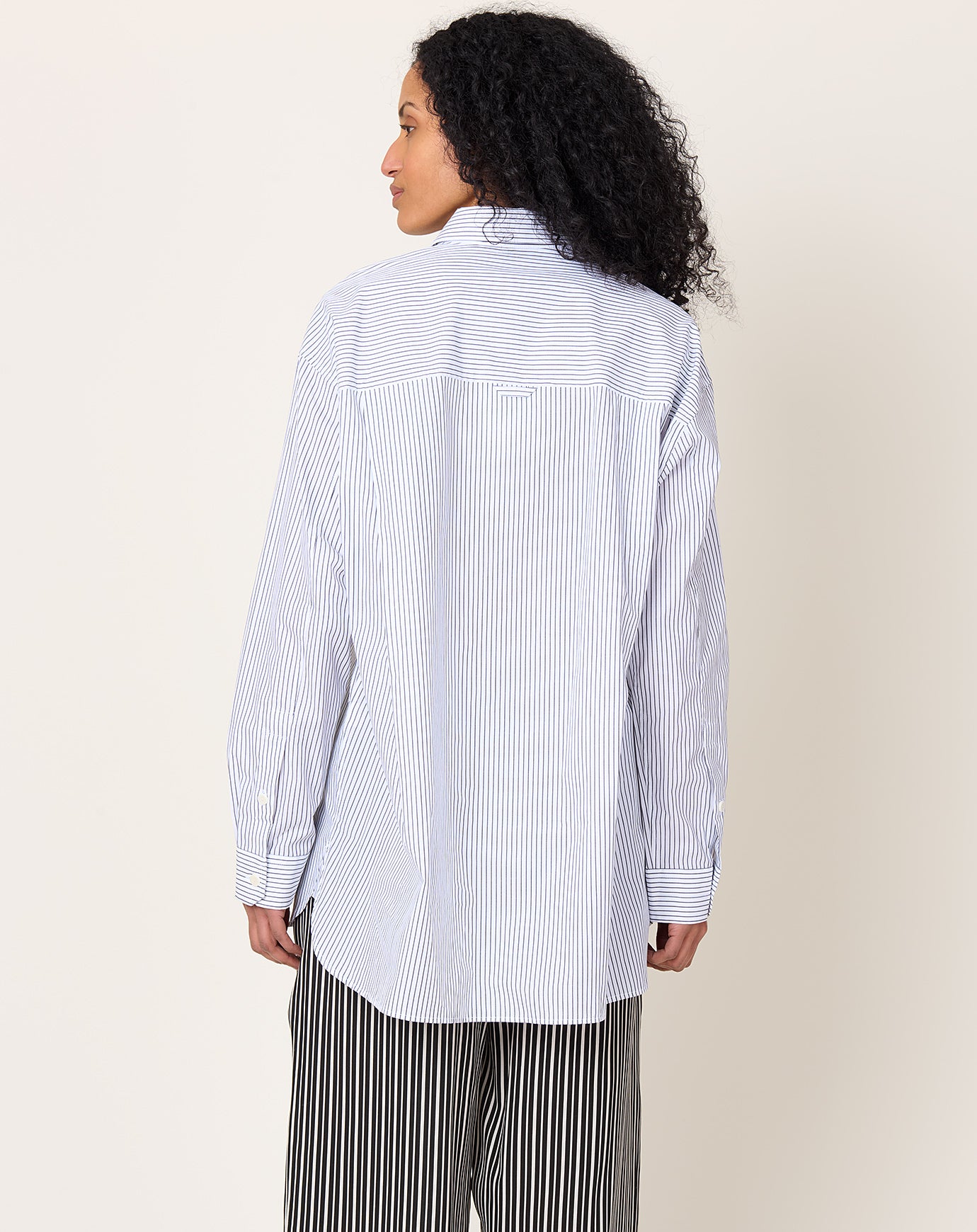 Maria McManus A-Line Tunic Shirt in Black & White Pinstripe