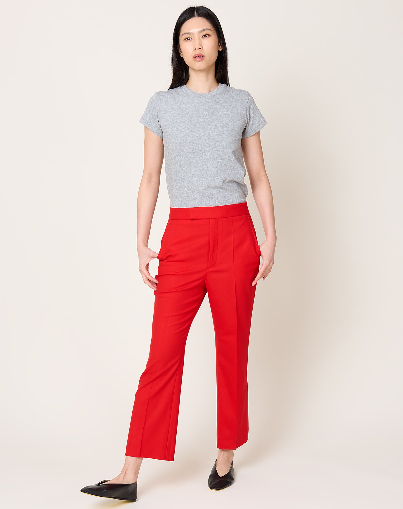Maria McManus High Waist Crop Trouser in Carmine Red