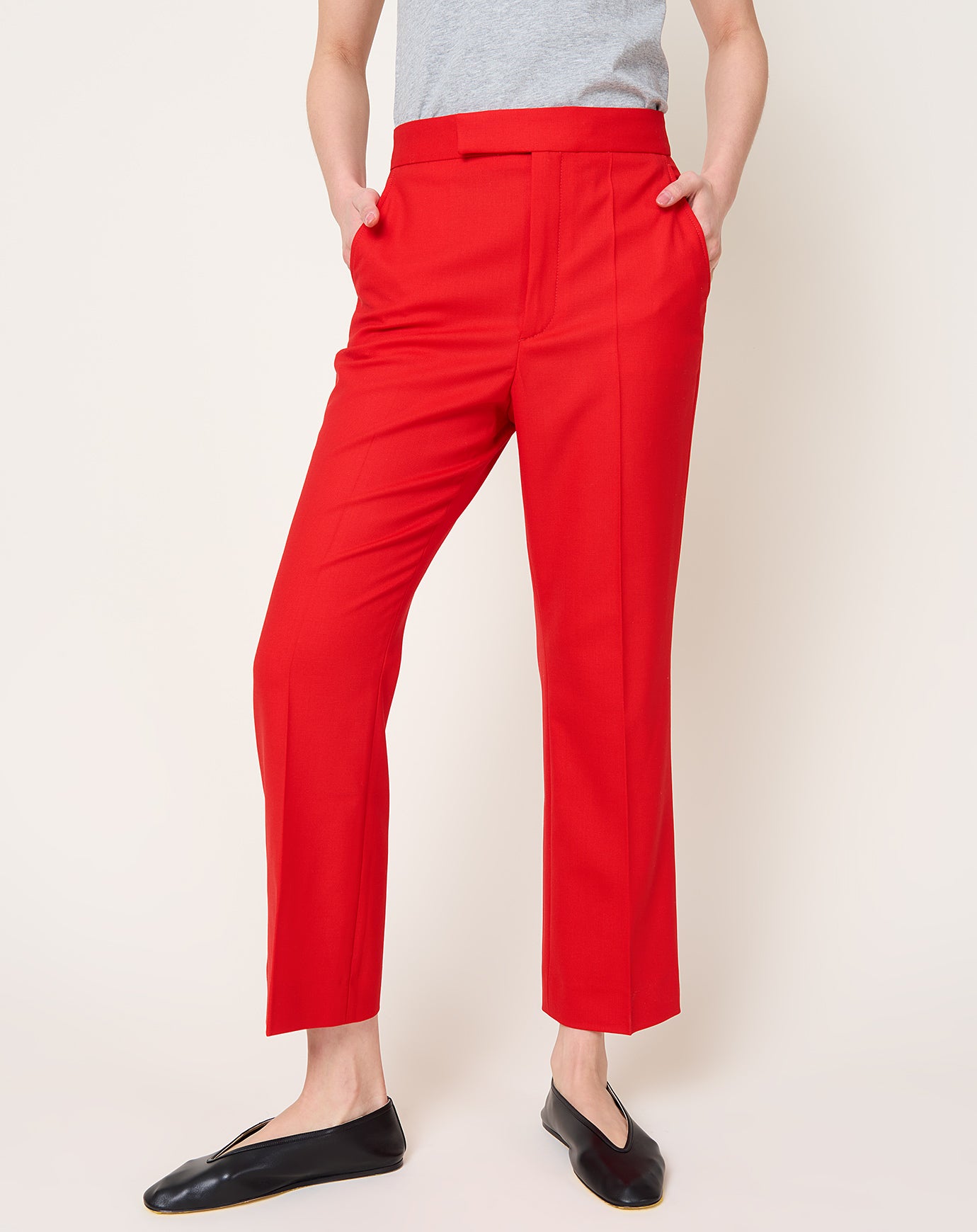 Maria McManus High Waist Crop Trouser in Carmine Red