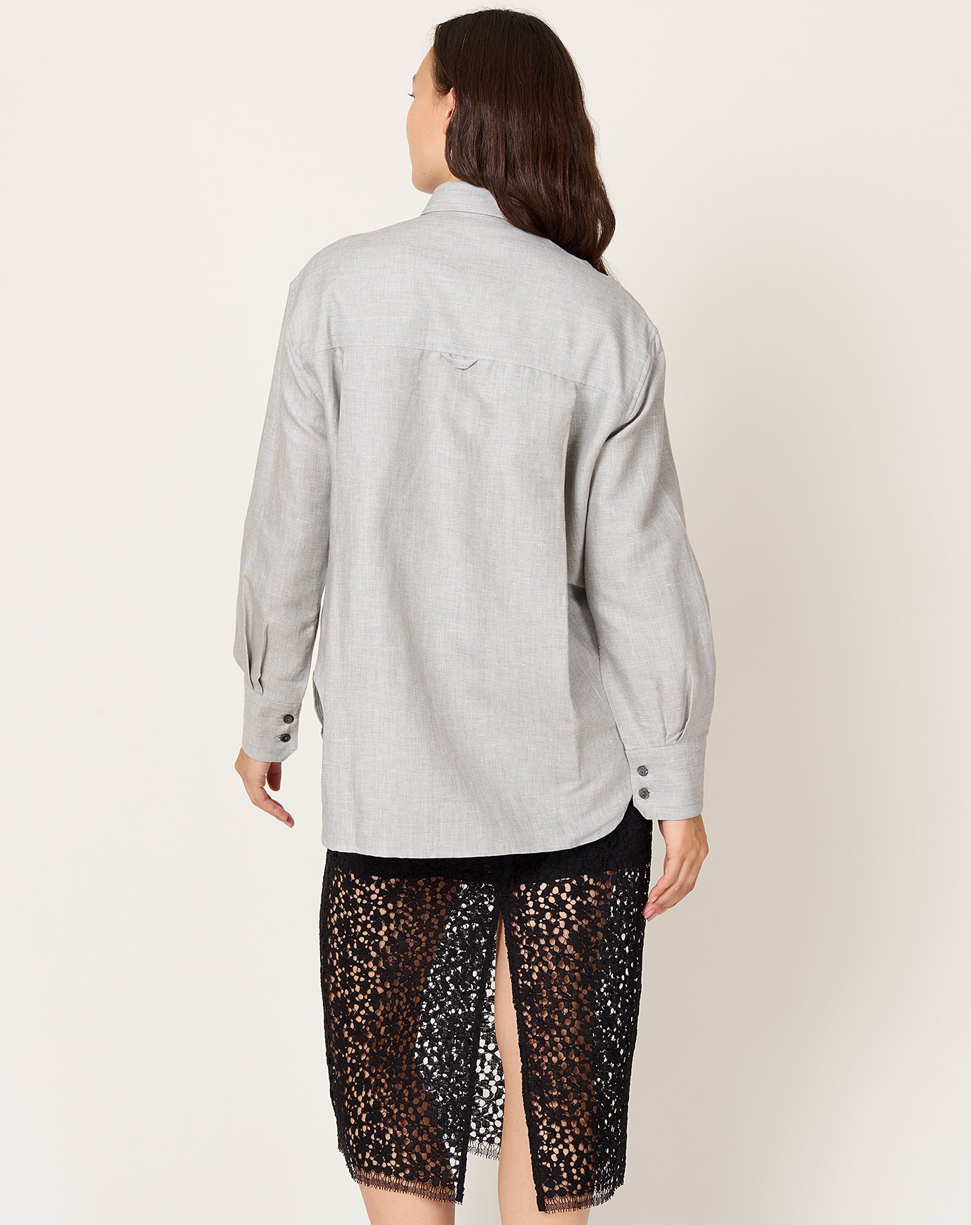 Maria McManus Oversized Tunic Shirt in Grey Chambray