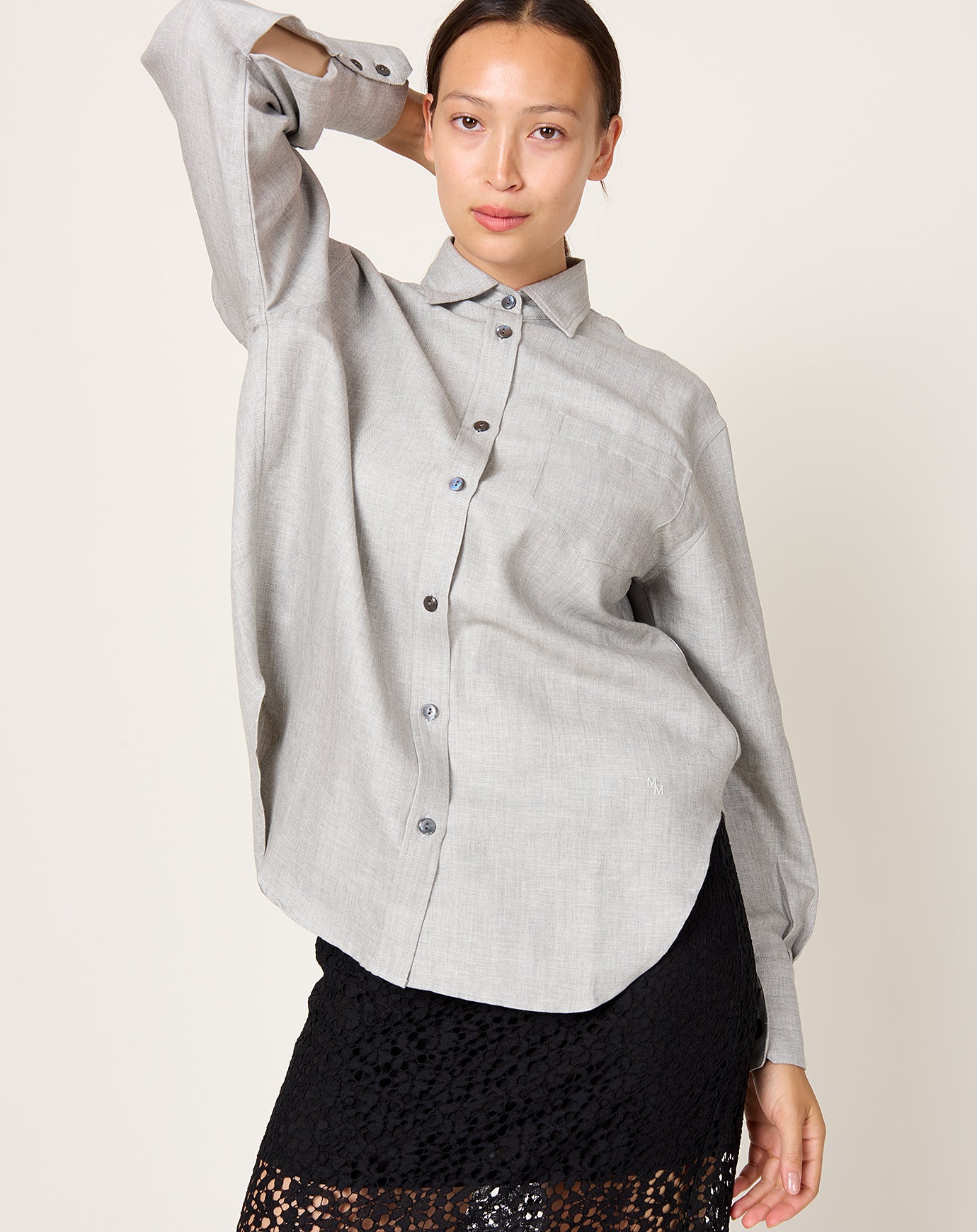 Maria McManus Oversized Tunic Shirt in Grey Chambray