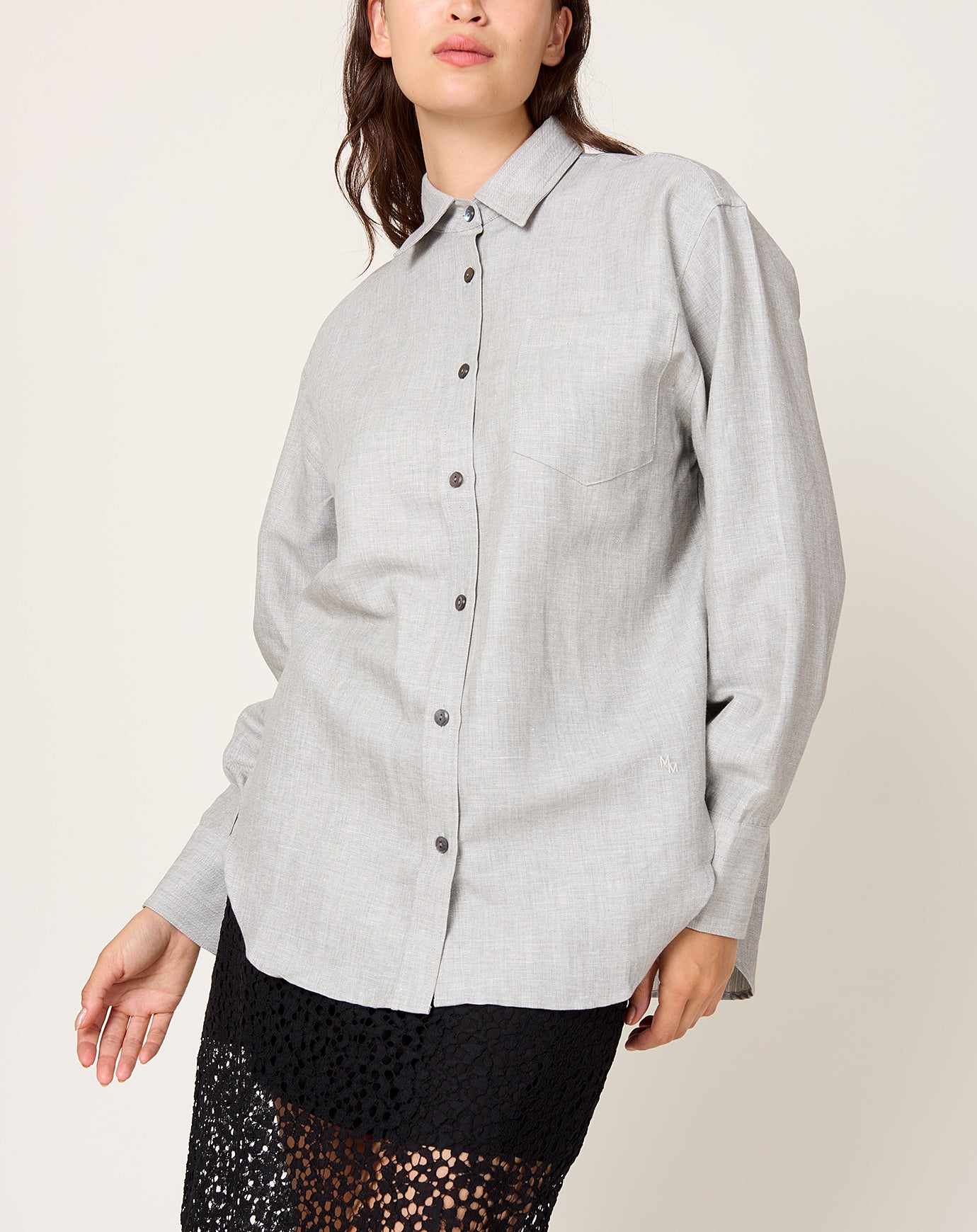 Maria McManus Oversized Tunic Shirt in Grey Chambray