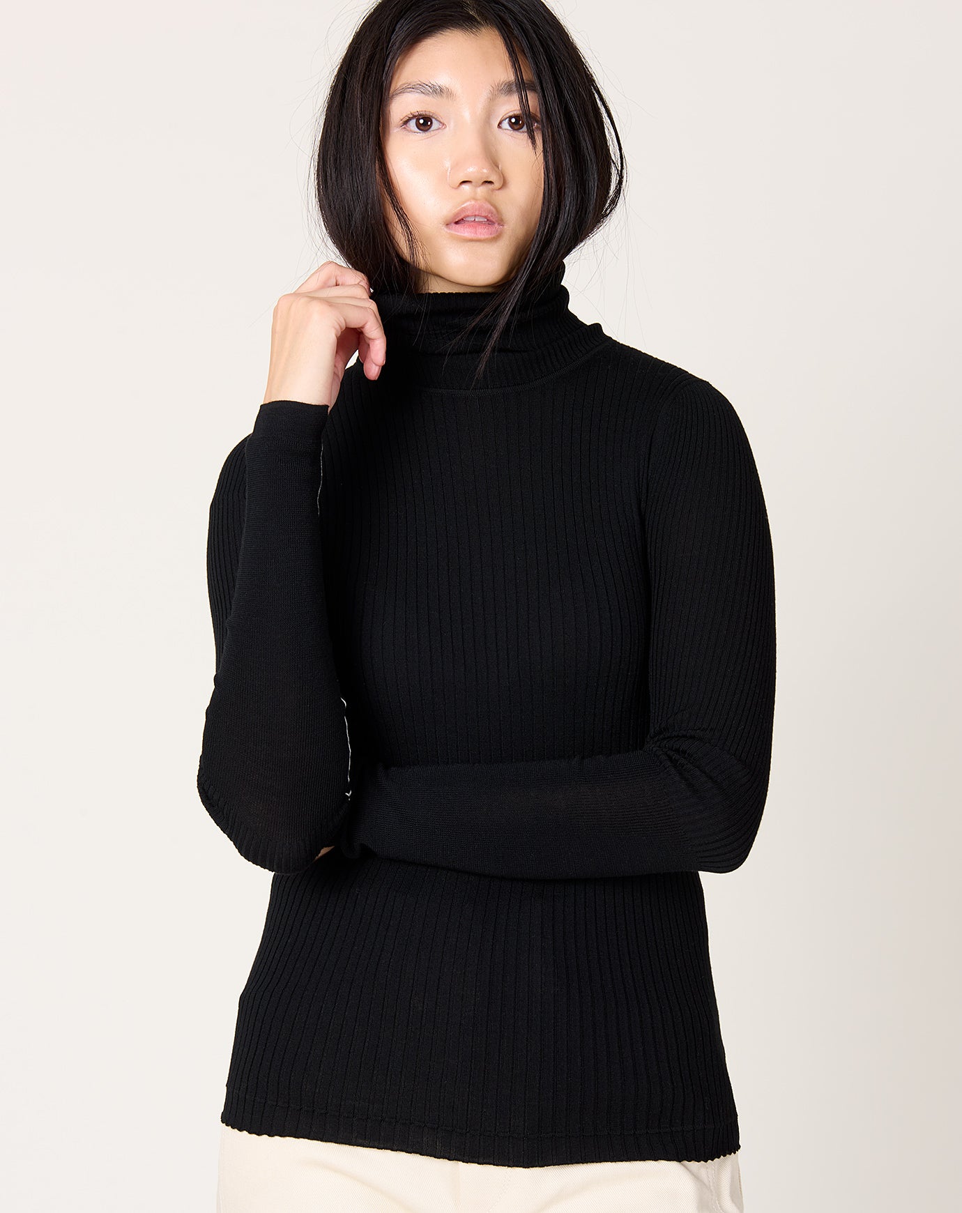 Maria McManus Ribbed Turtleneck in Black
