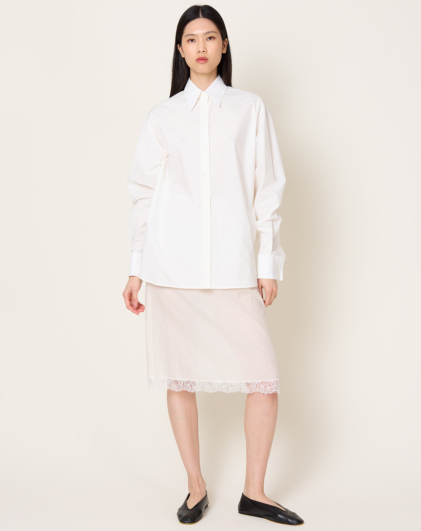 MM6 Cotton Poplin & Cotton Voile Midi Dress