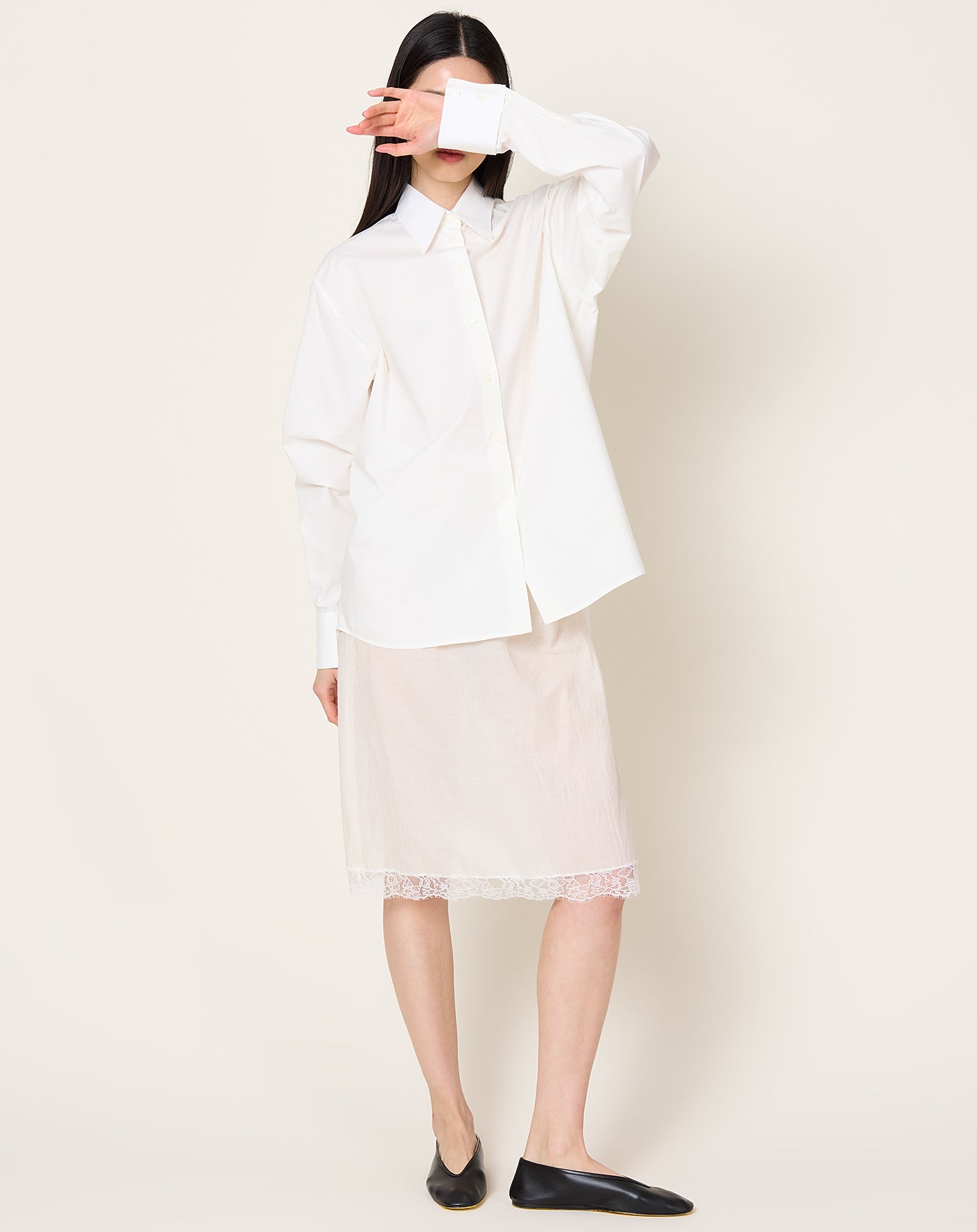 MM6 Cotton Poplin & Cotton Voile Midi Dress