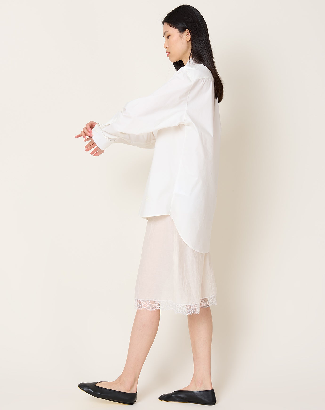 MM6 Cotton Poplin & Cotton Voile Midi Dress