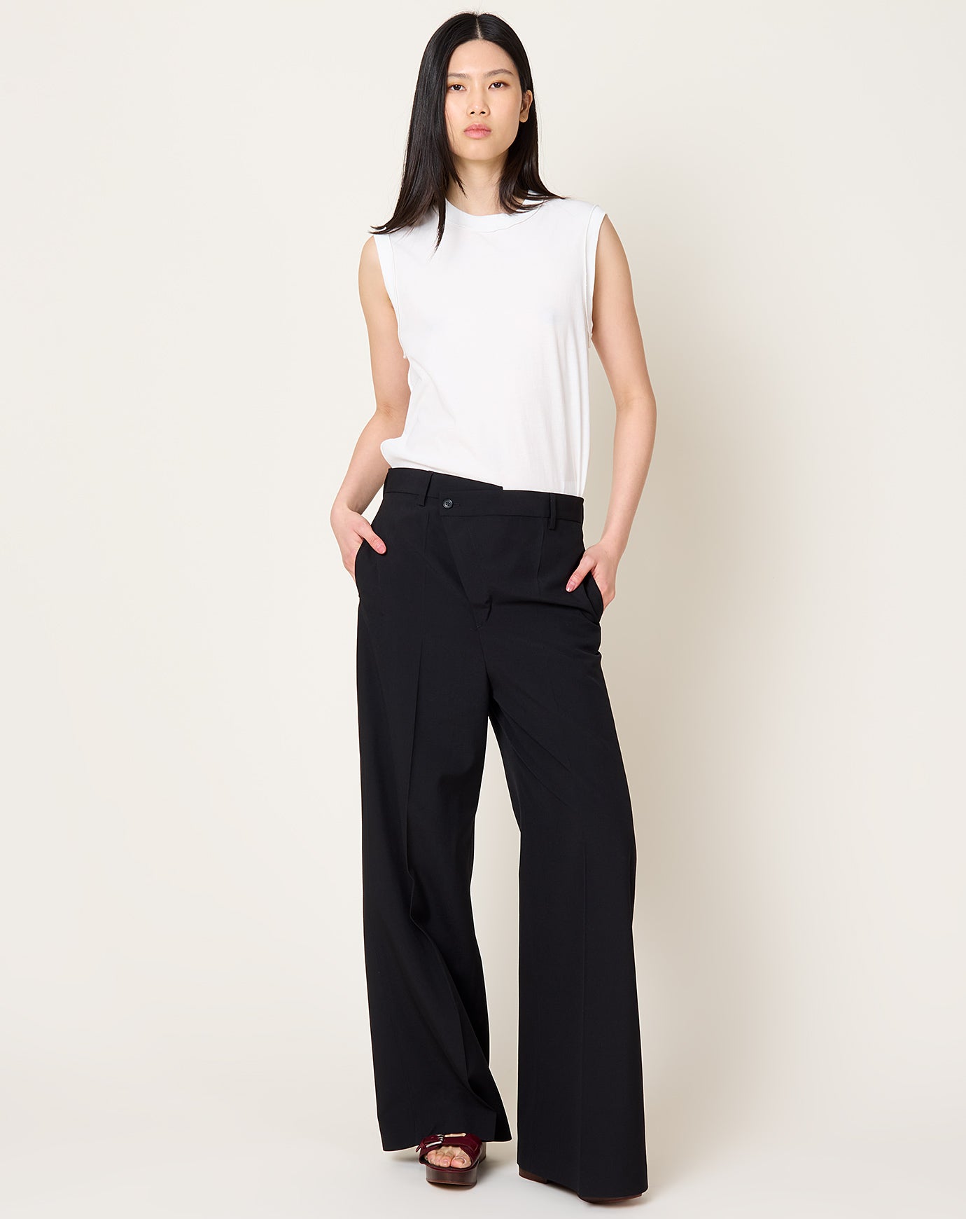 MM6 Off Center Trousers in Black