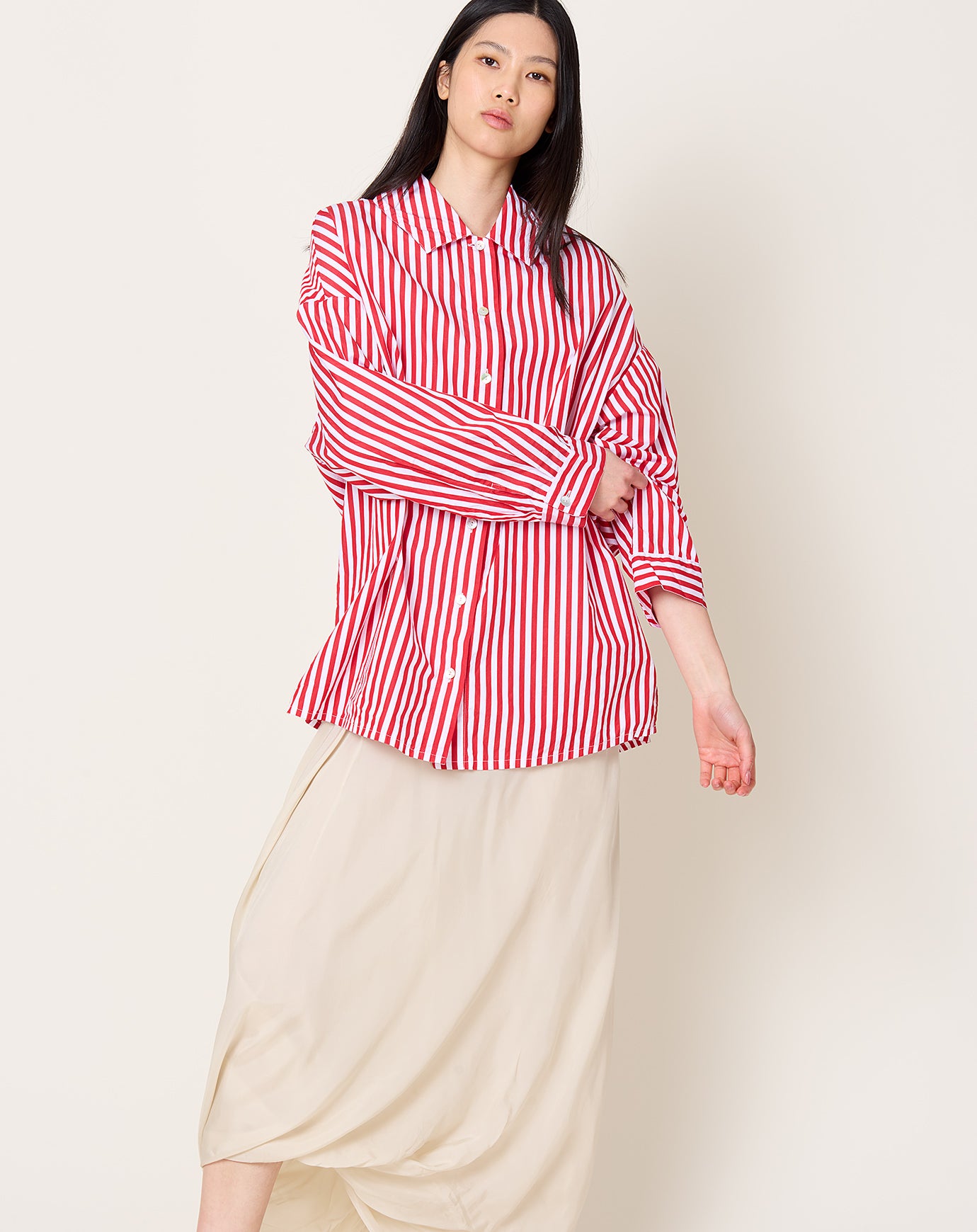 NITTO Caudia Shirt in Red Wide Lines