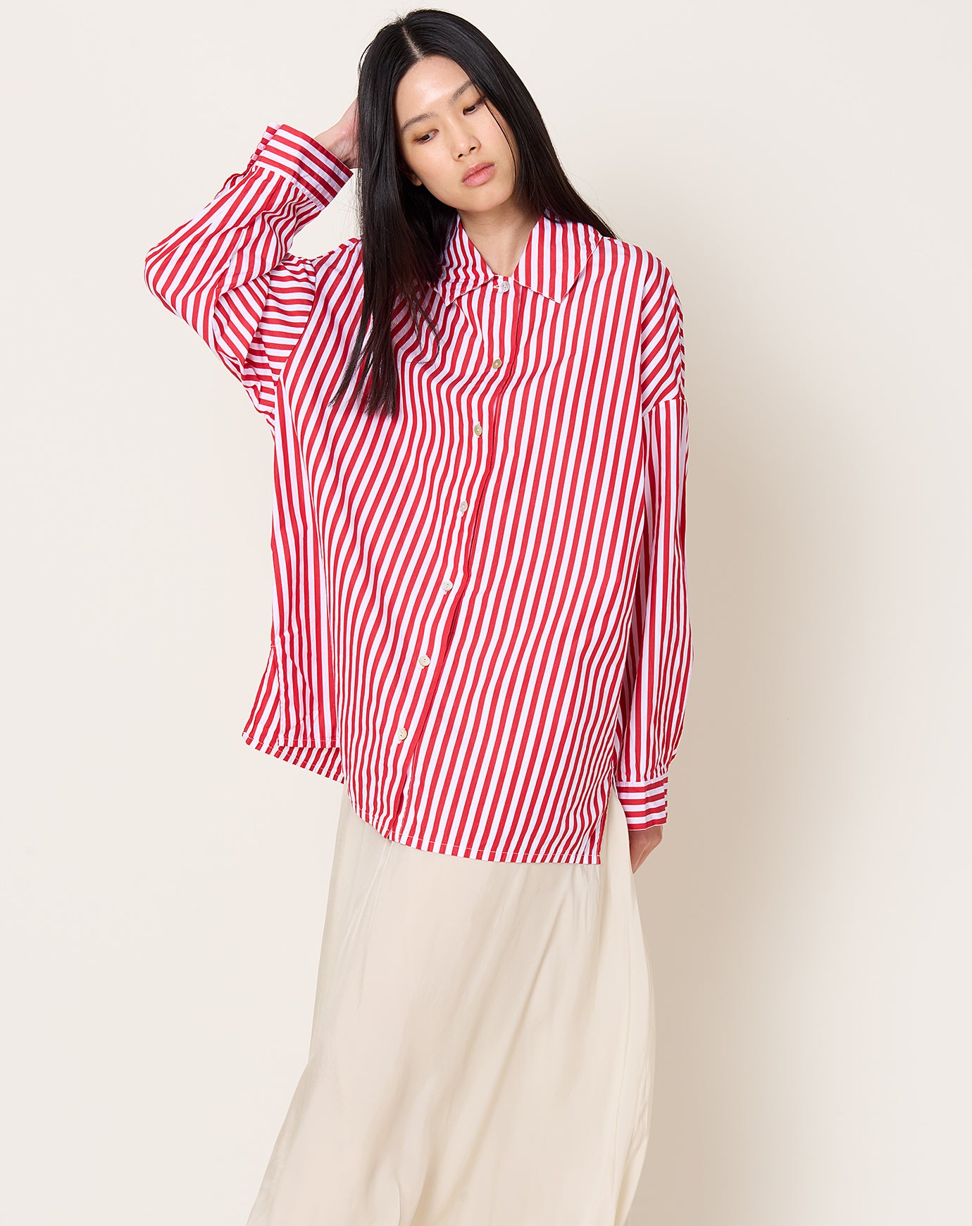 NITTO Caudia Shirt in Red Wide Lines