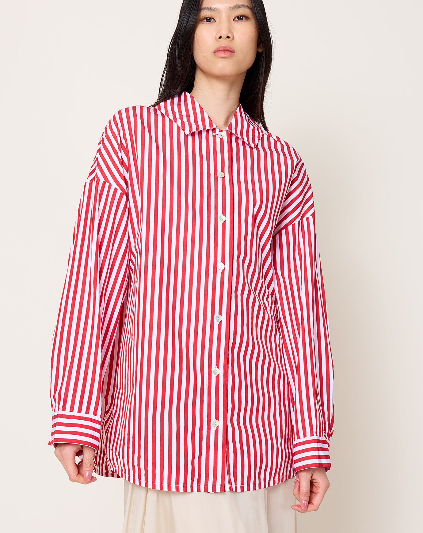 NITTO Caudia Shirt in Red Wide Lines