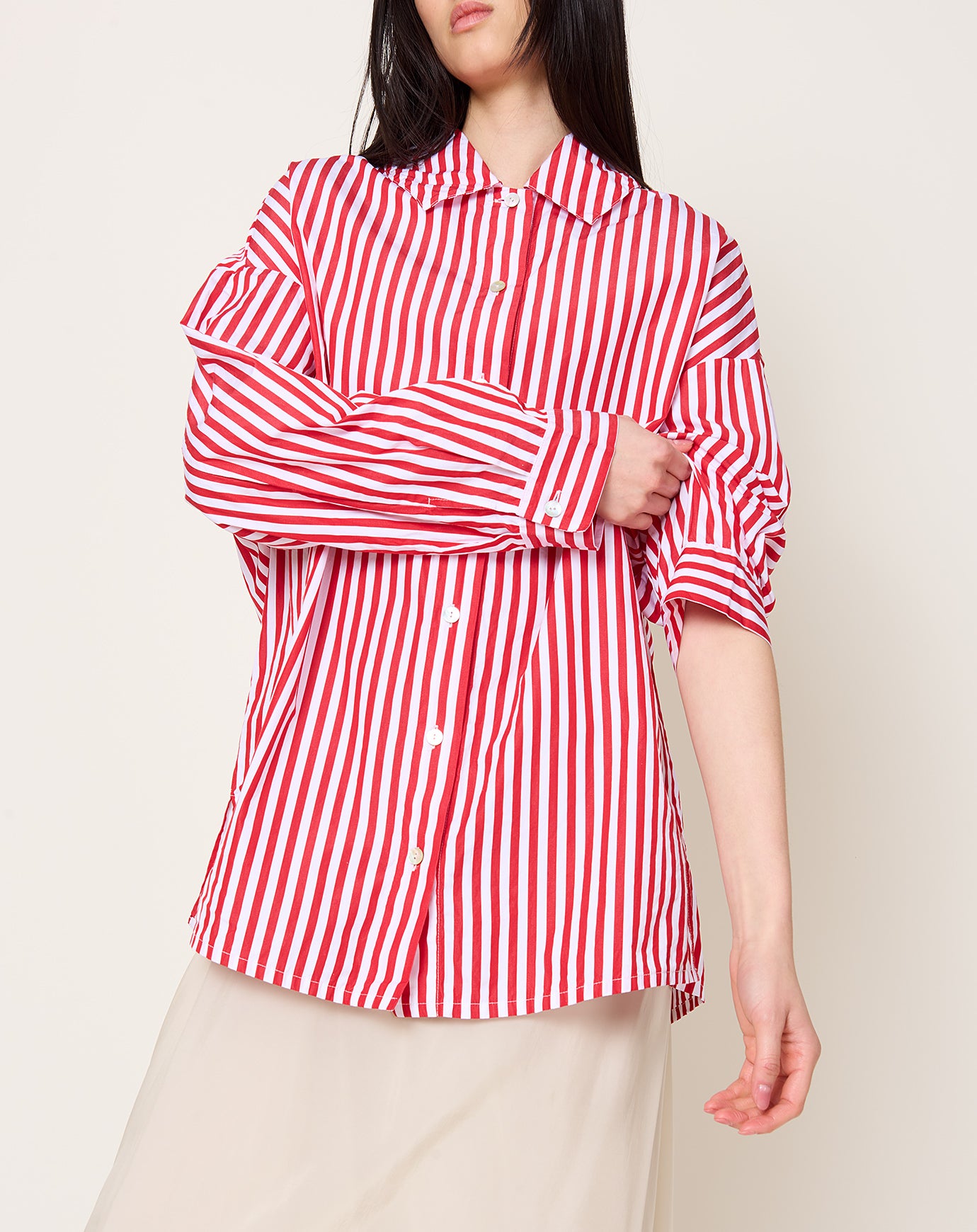 NITTO Caudia Shirt in Red Wide Lines