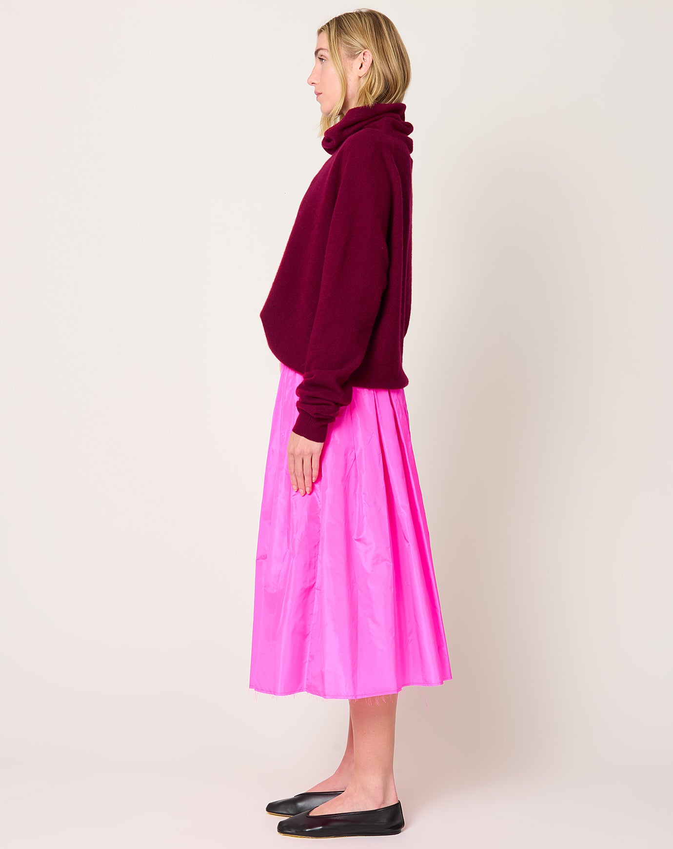 NITTO Gelsa Skirt in Fuchsia Silk Taffeta