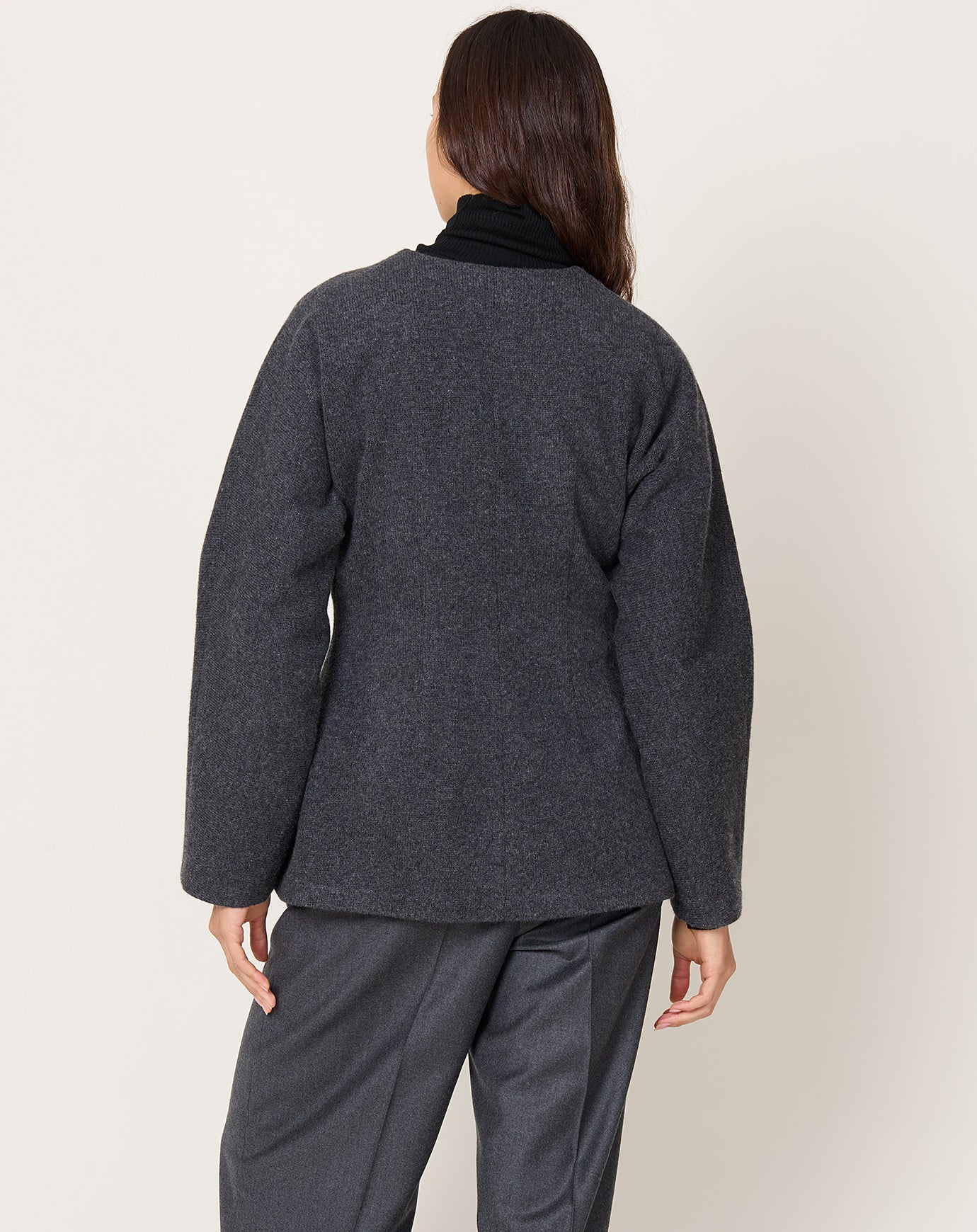 Róhe Mandarin Waisted Cardigan in Mid Grey Melange