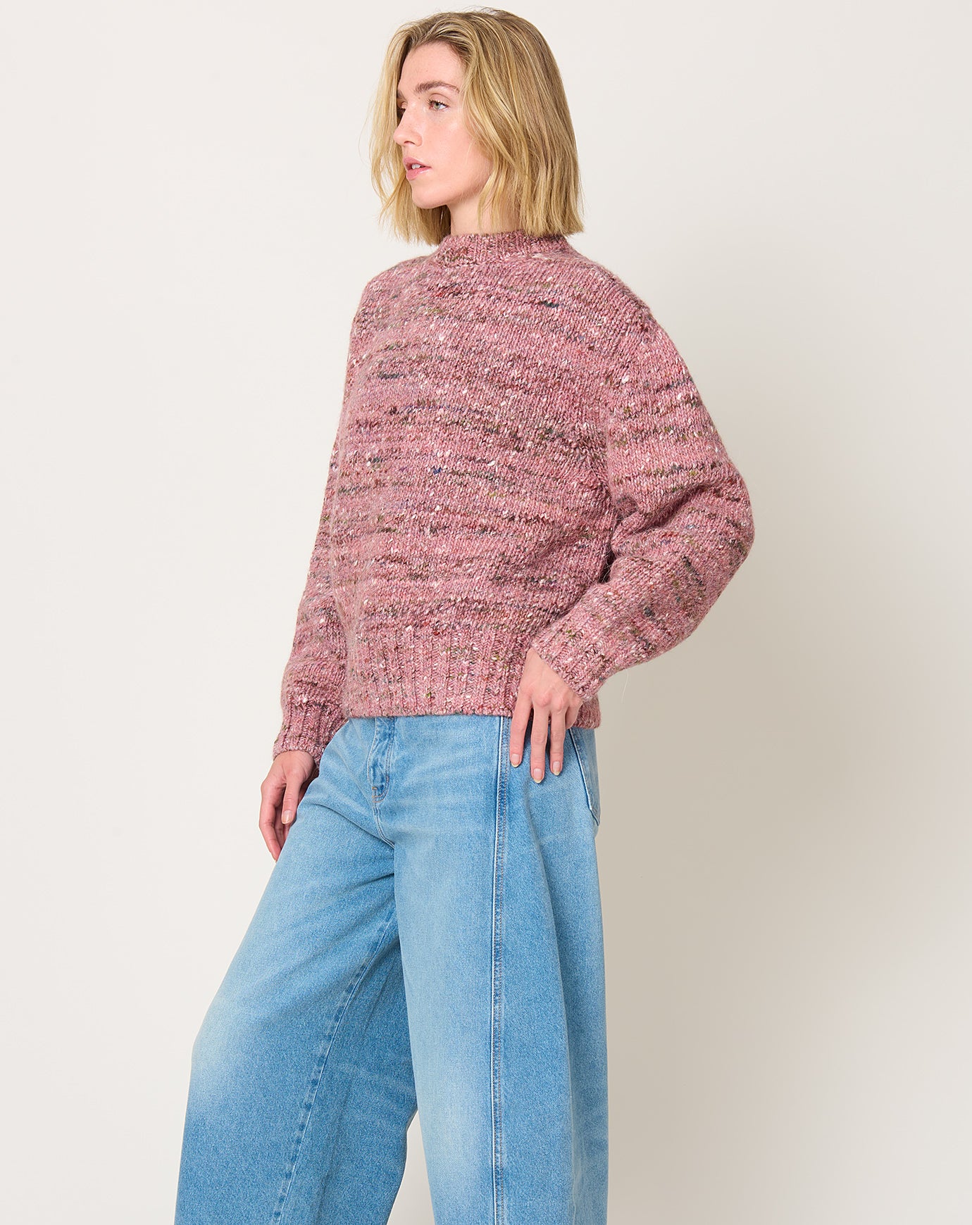 Róhe Melange Crewneck Jumper in Framboise