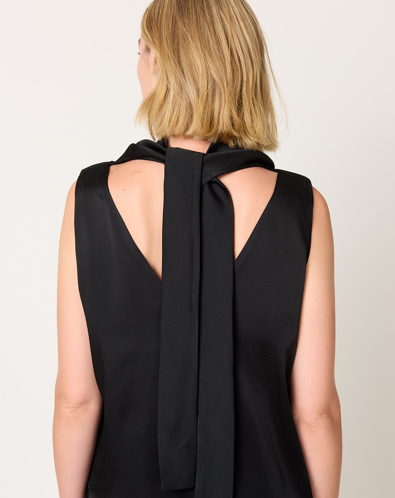 Róhe Sleeveless Draped Satin Top in Black