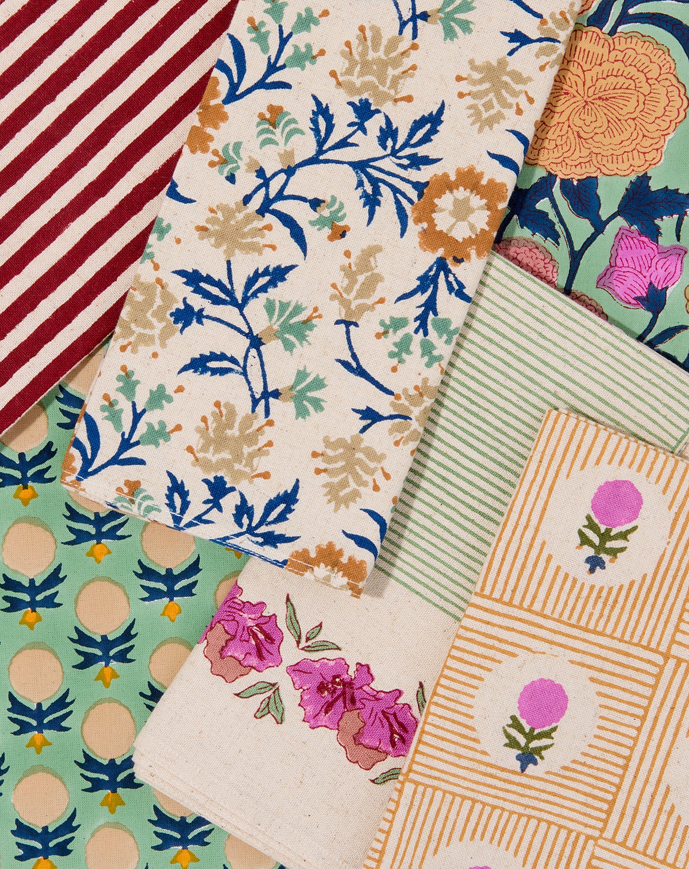 Soil to Studio Priya Block Printed Table Napkins in Ink Blue