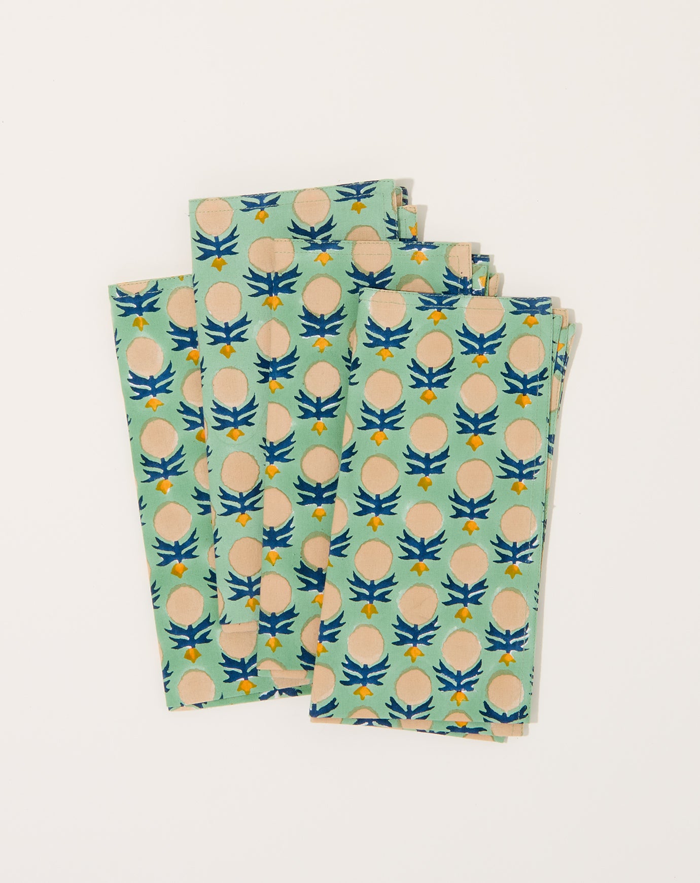 Soil to Studio Kesya Block Printed Table Napkins in Mint Green
