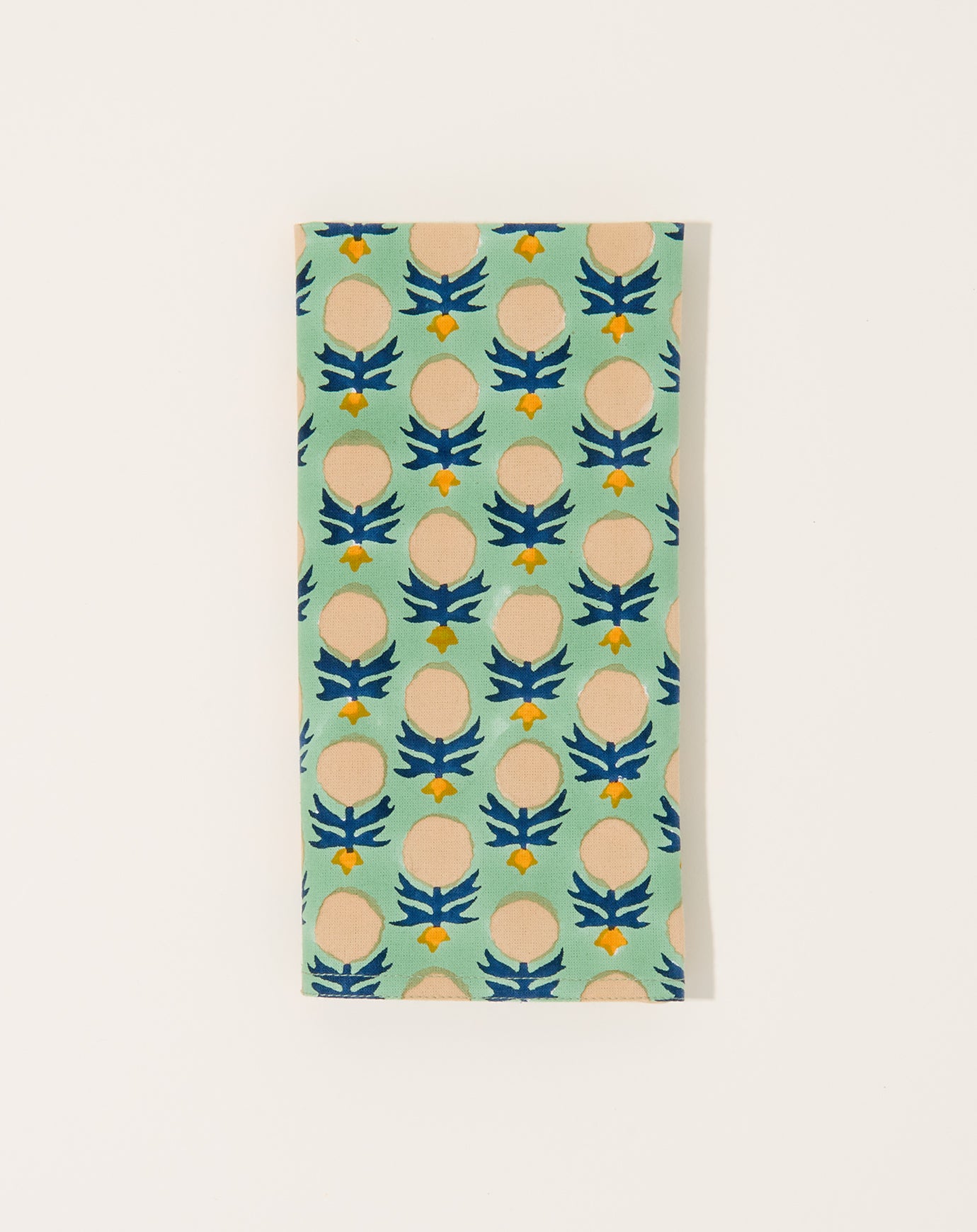Soil to Studio Kesya Block Printed Table Napkins in Mint Green