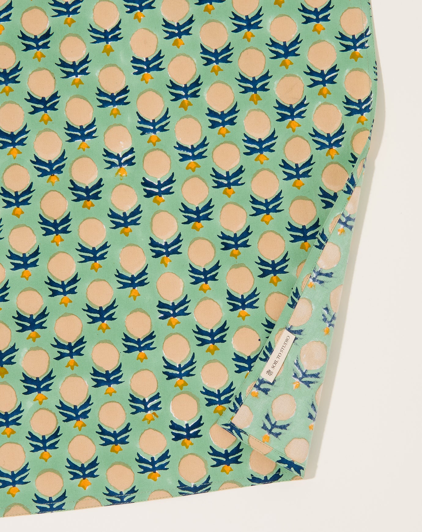 Soil to Studio Kesya Block Printed Table Napkins in Mint Green