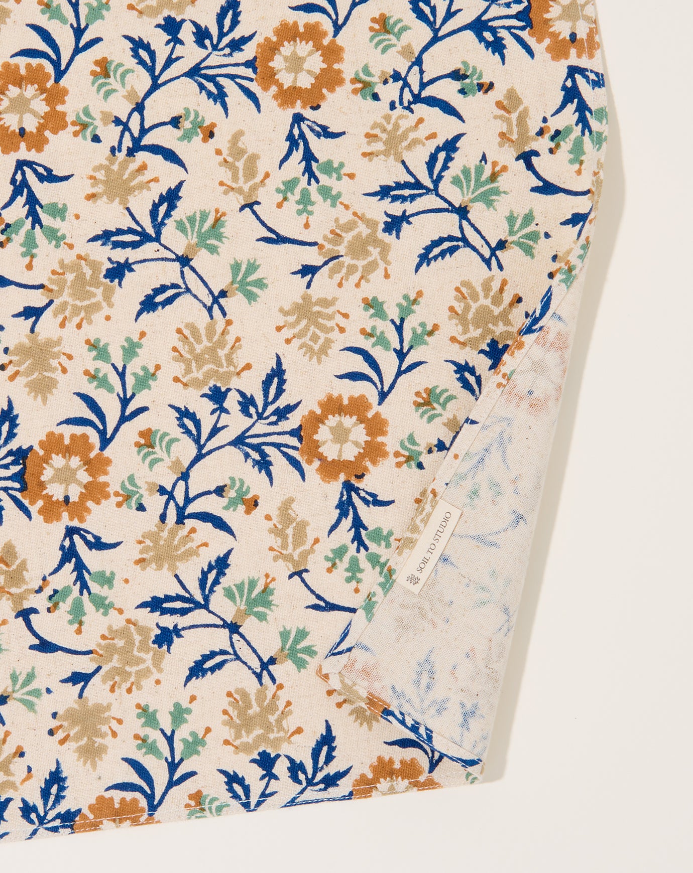 Soil to Studio Priya Block Printed Table Napkins in Ink Blue