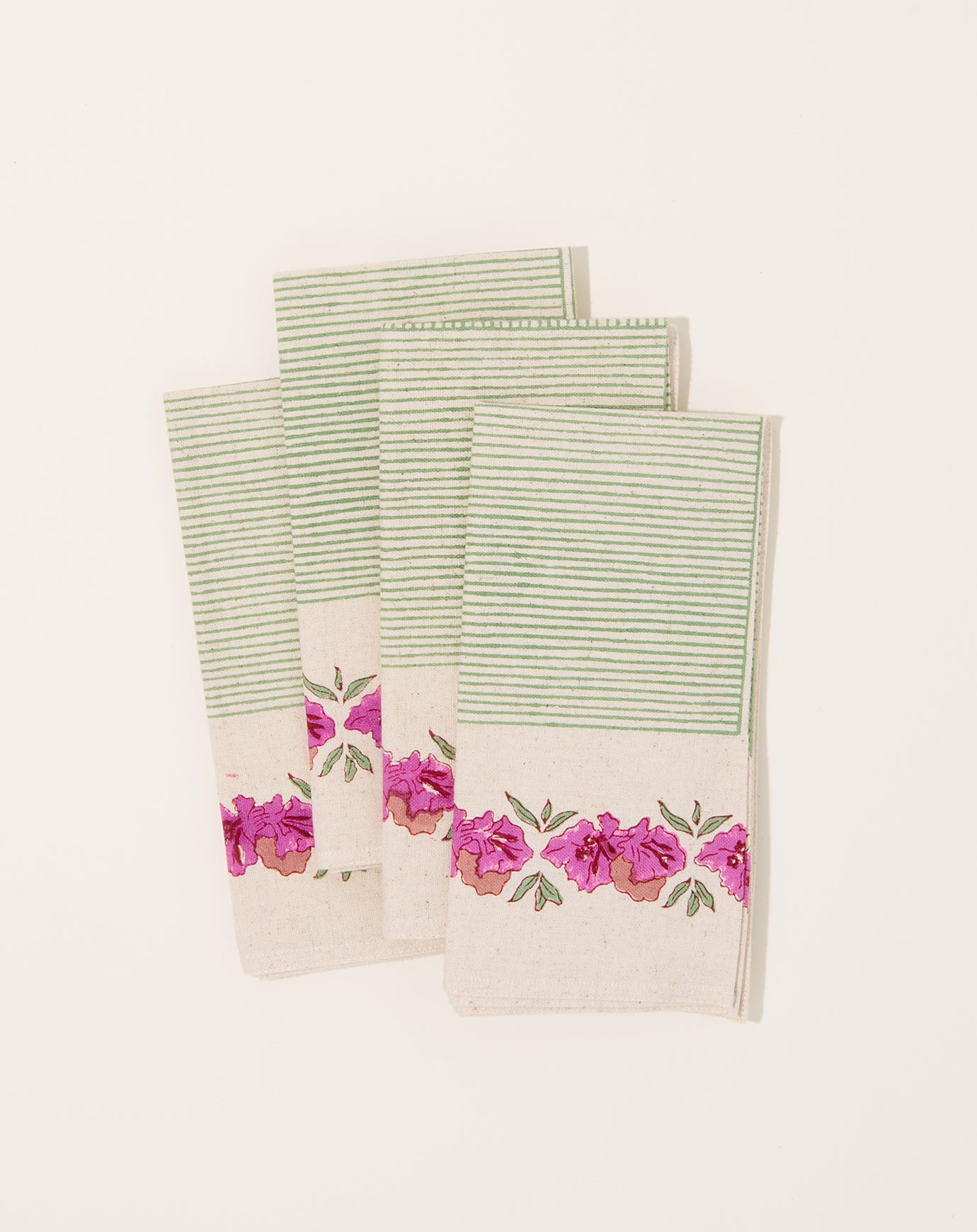 Soil to Studio Simran Block Printed Table Napkins in Sage