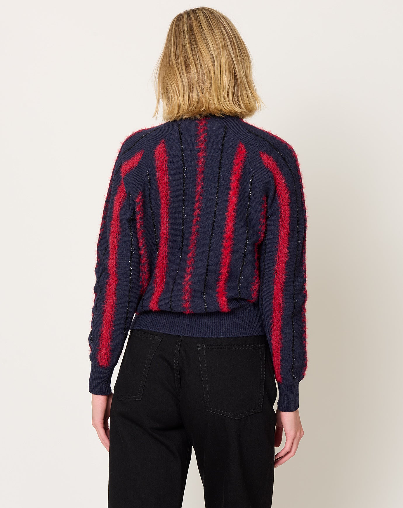 TOGA Archives Stripe Knit Cardigan in Navy
