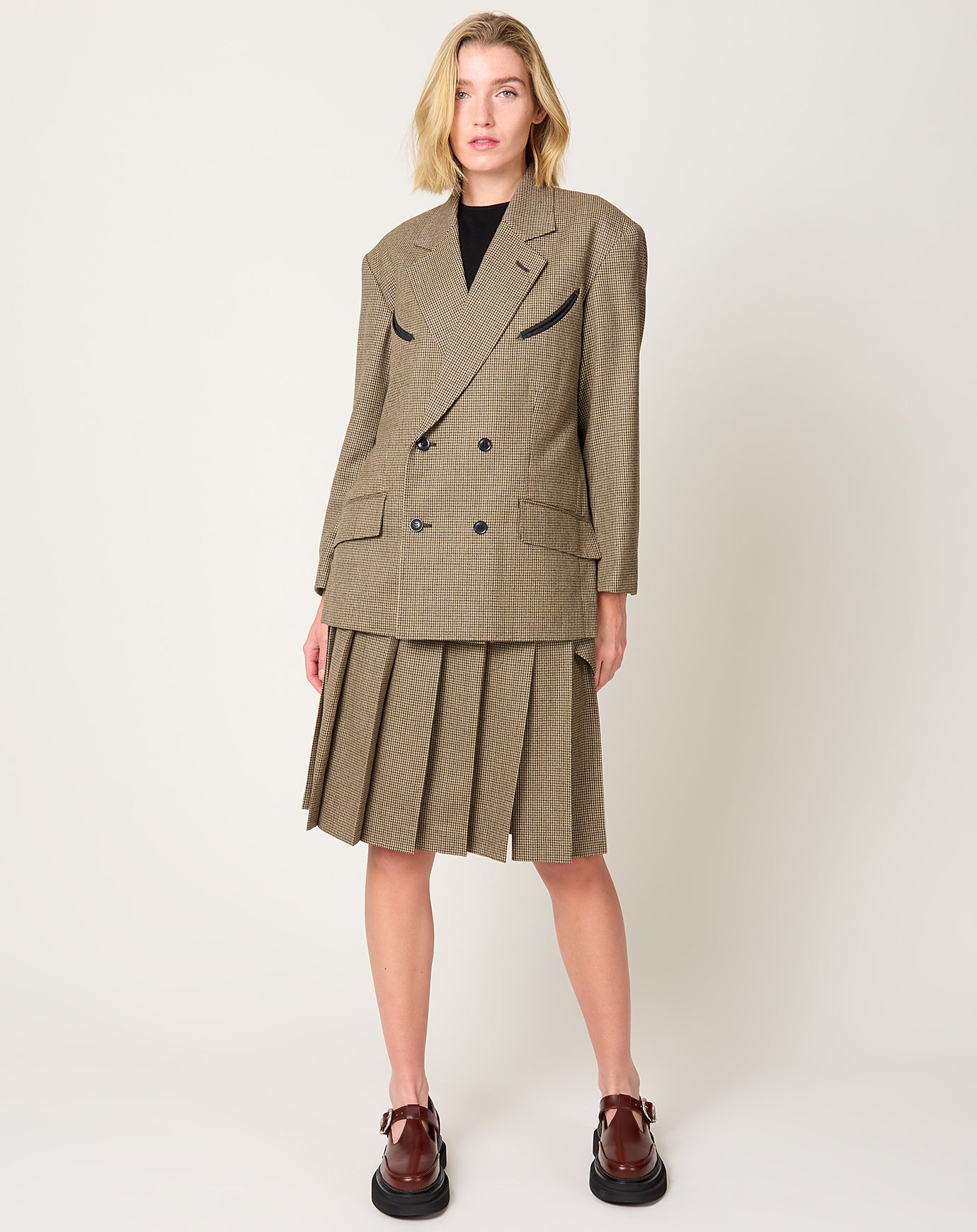 TOGA Archives Wool Check Jacket in Brown