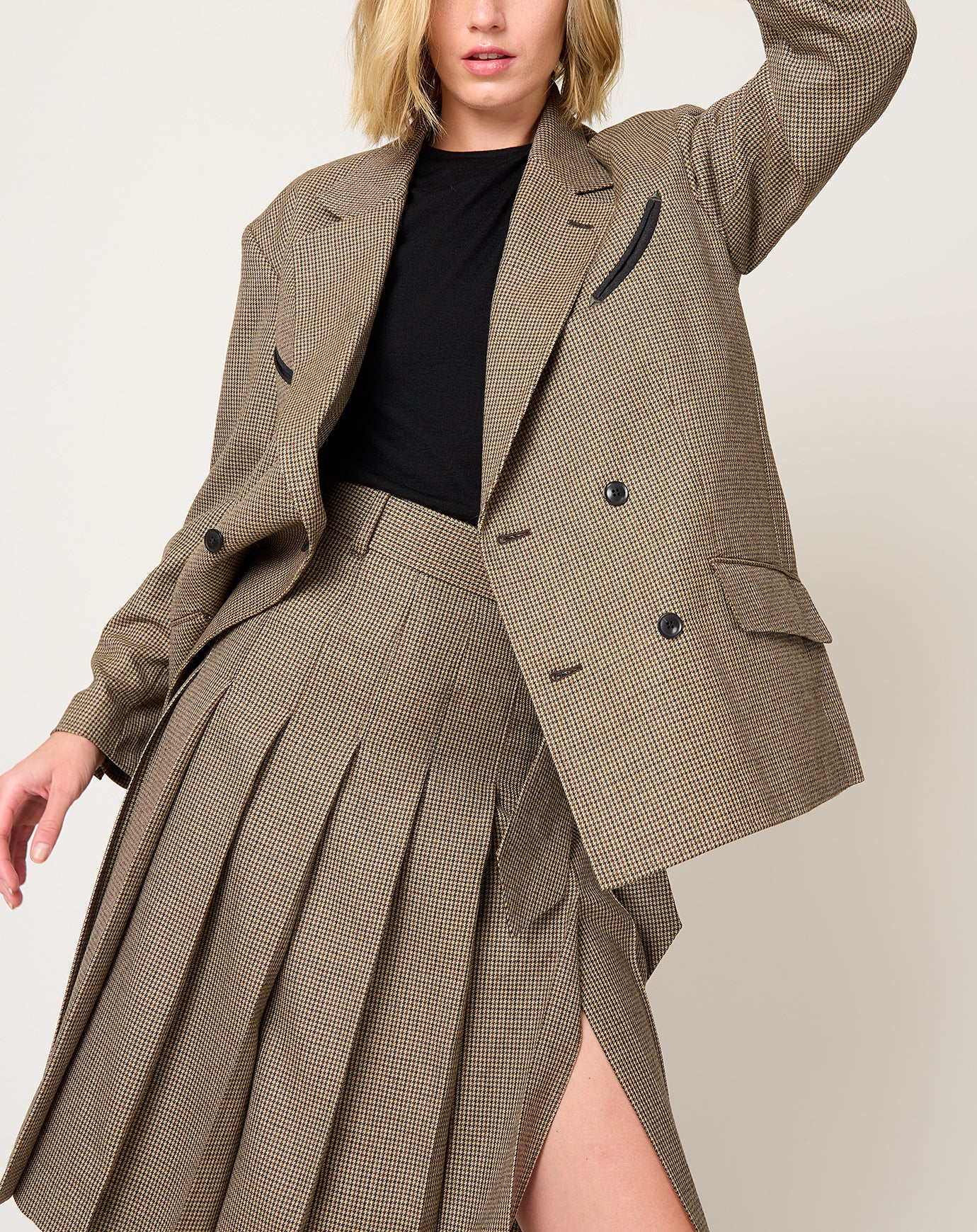 TOGA Archives Wool Check Jacket in Brown