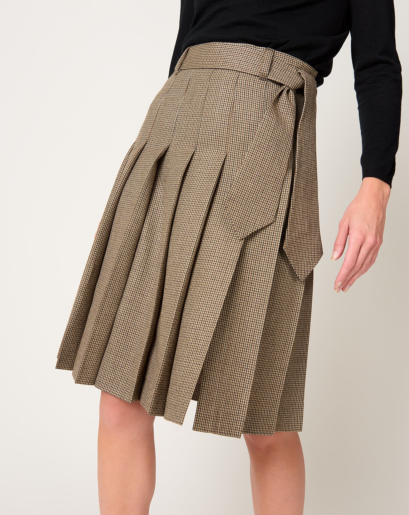 TOGA Archives Wool Check Skirt in Brown