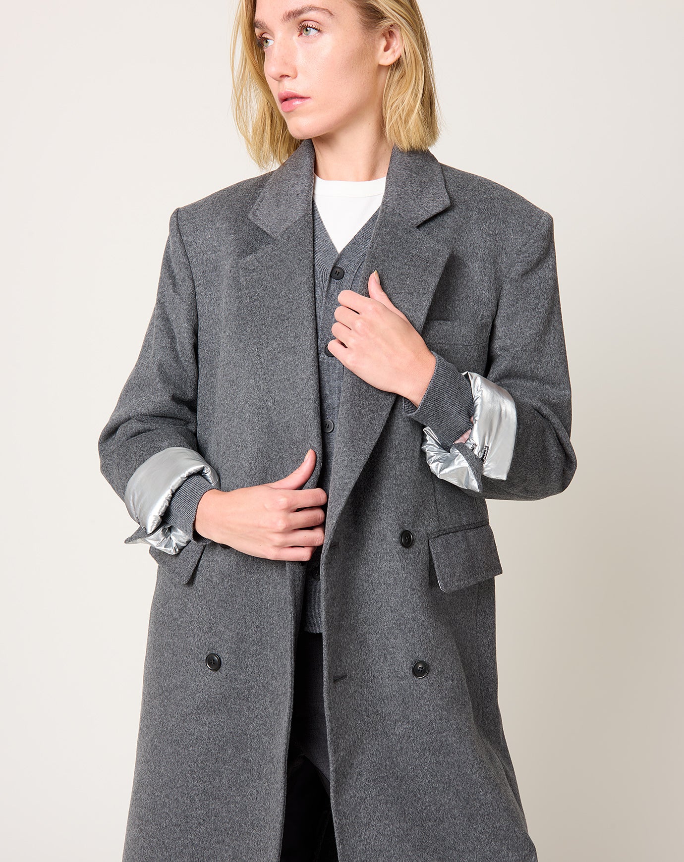 TOGA Archives Wool Long Coat in Grey