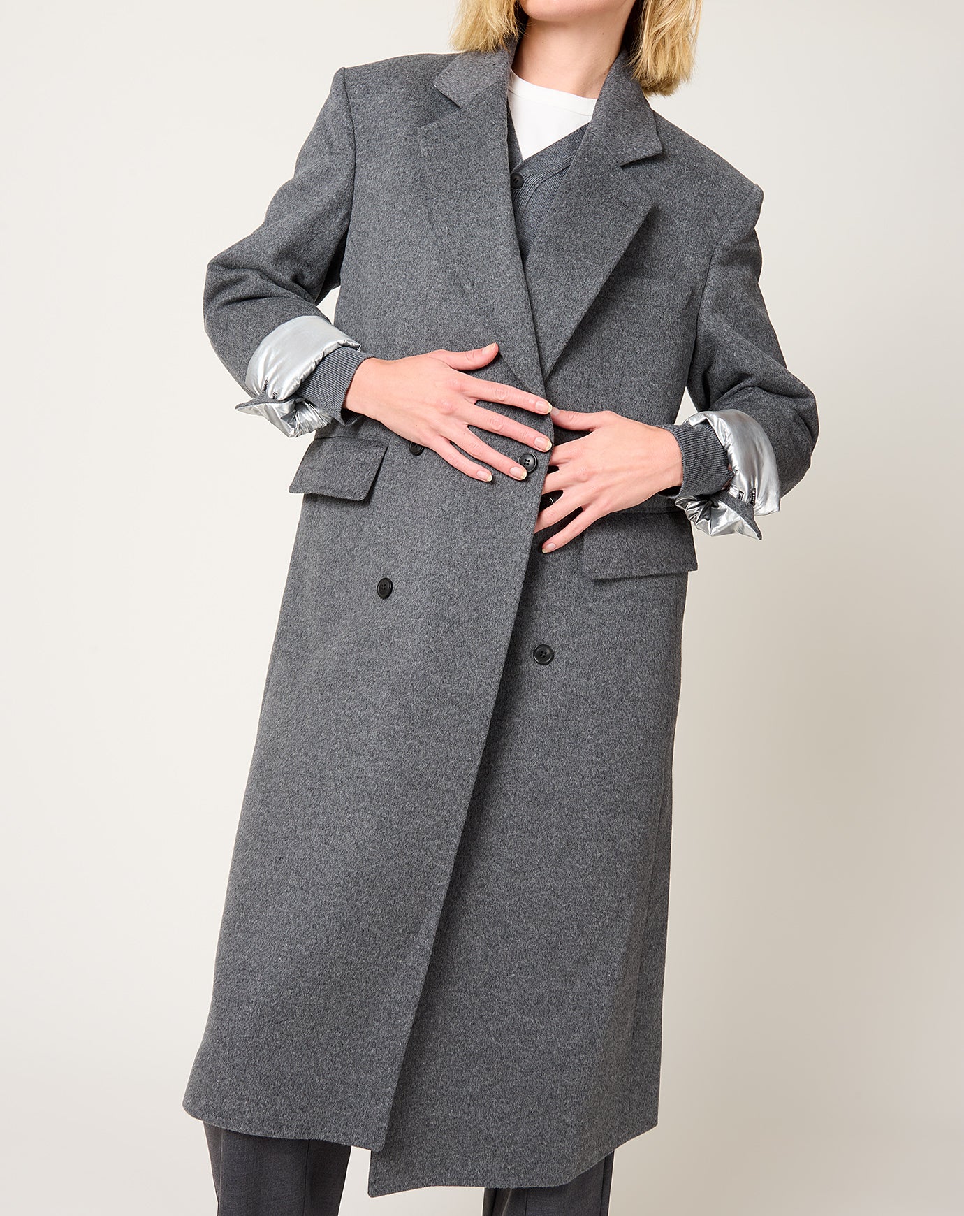 TOGA Archives Wool Long Coat in Grey
