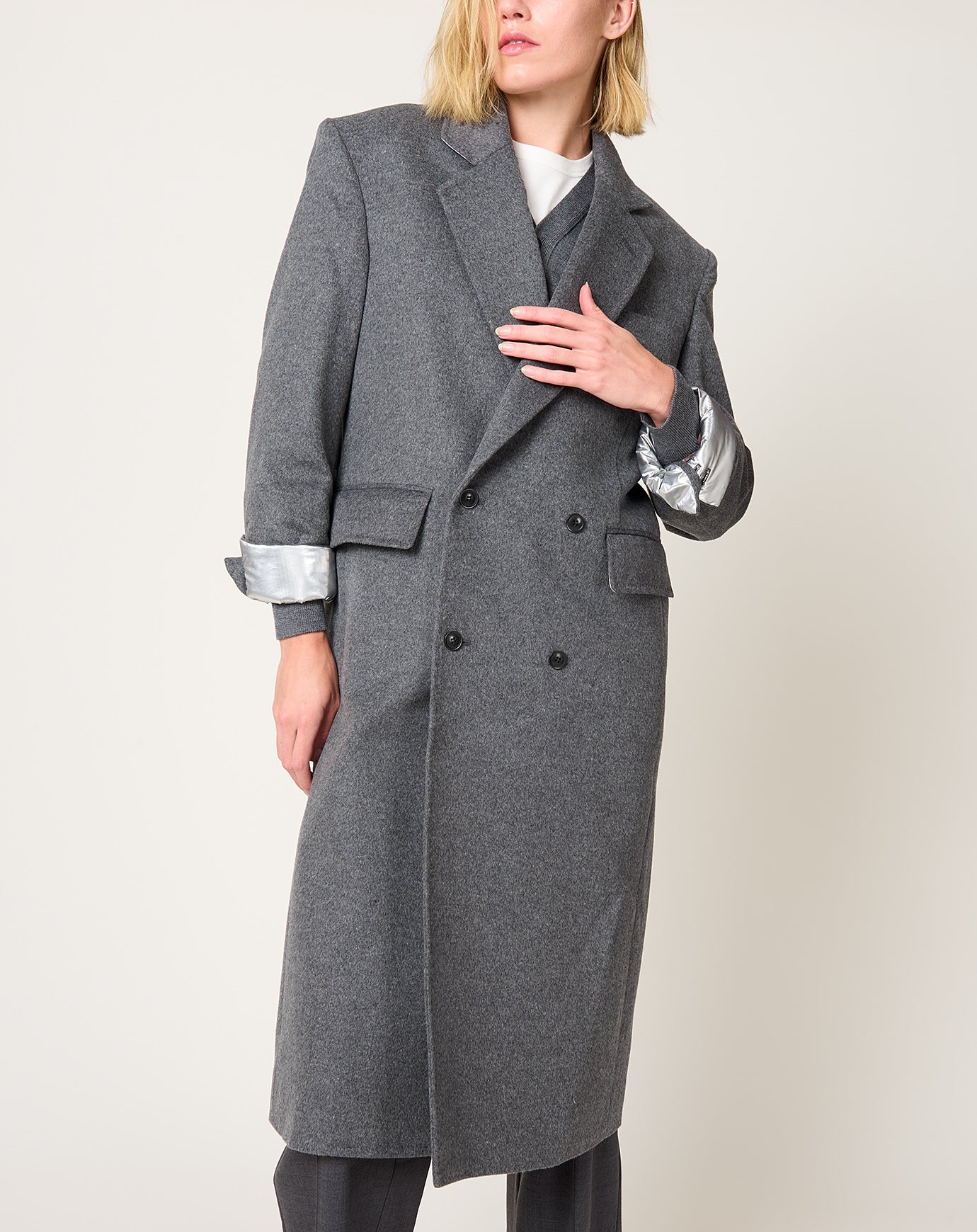 TOGA Archives Wool Long Coat in Grey