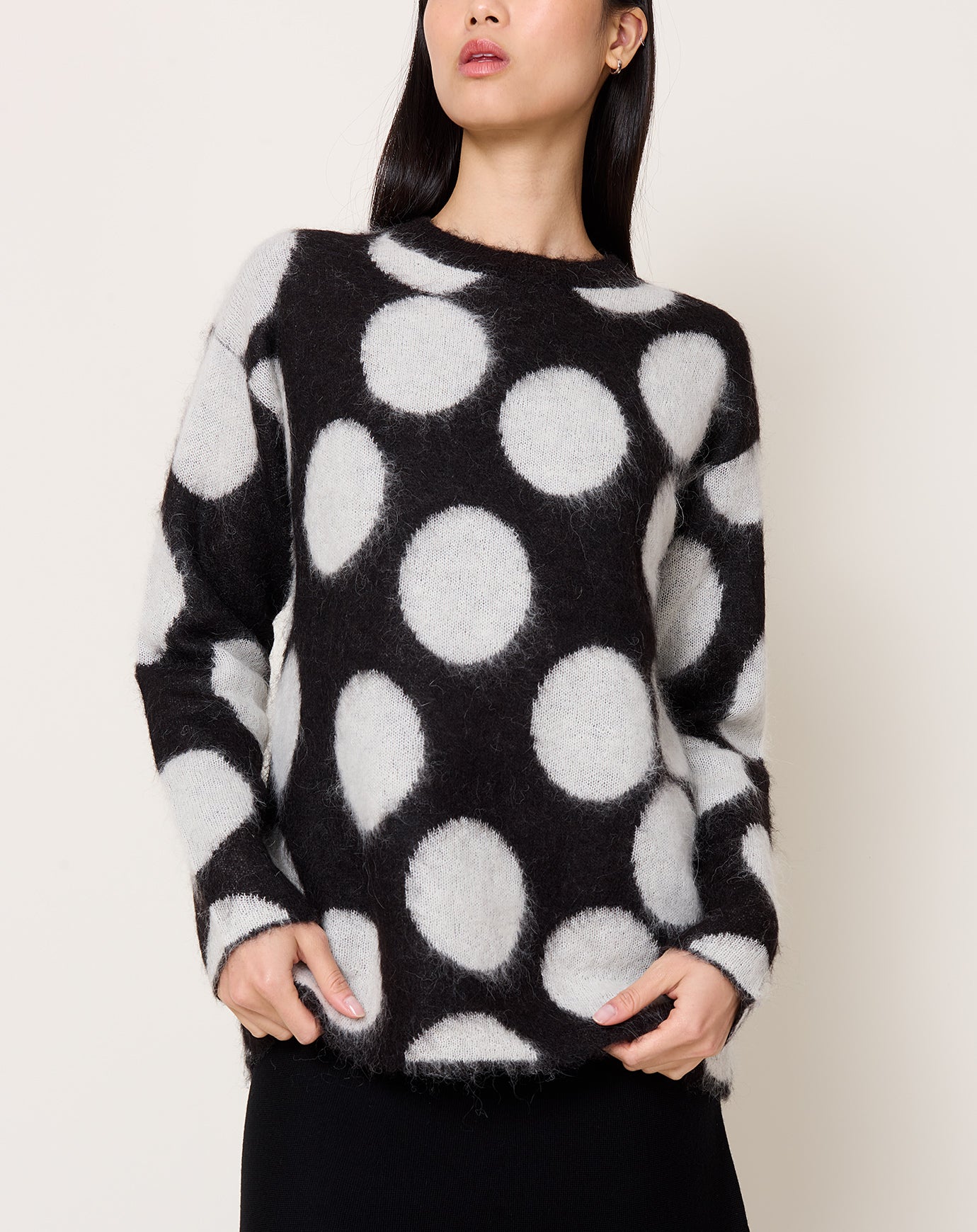 Zankov Lewis Crewneck in Black & Ivory