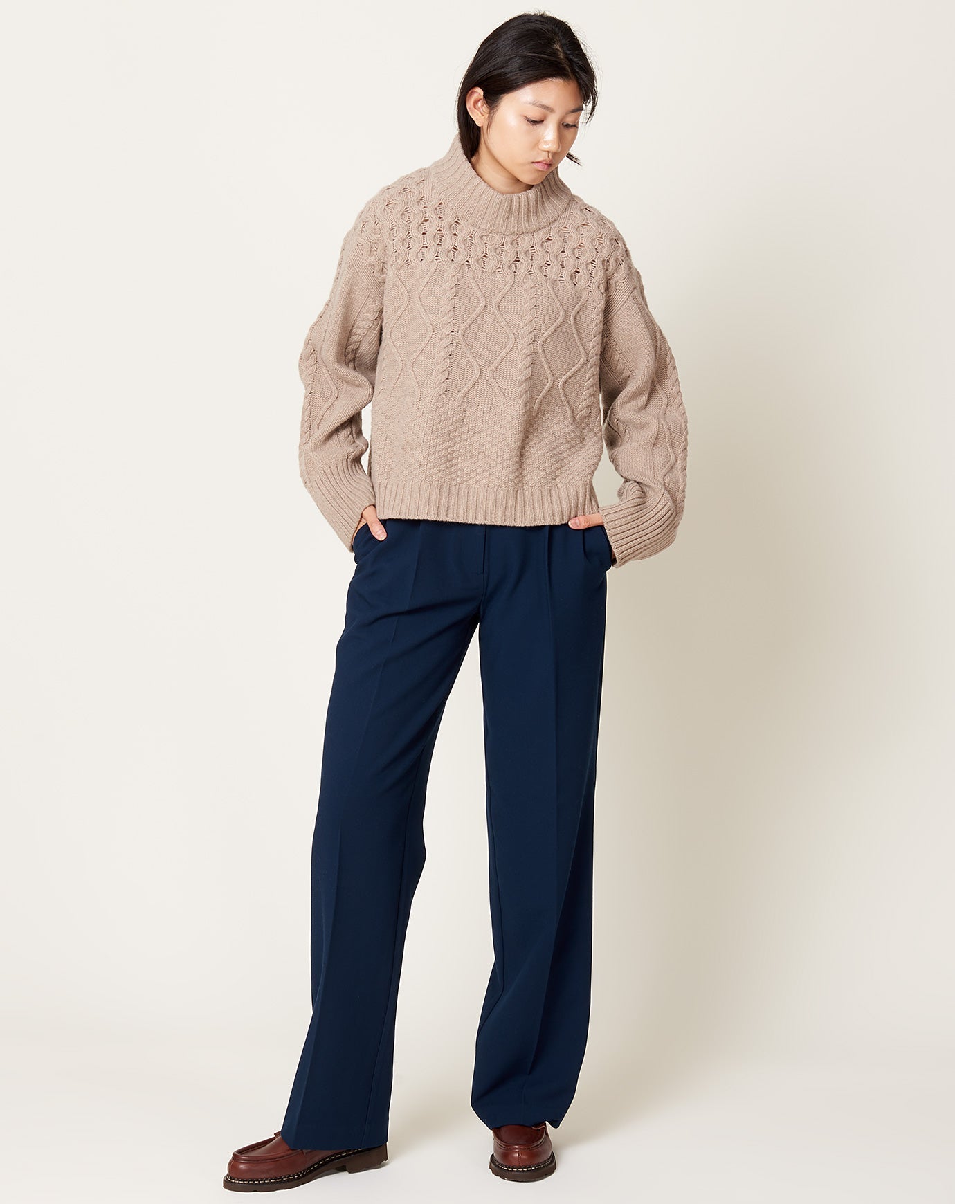 Kallmeyer Cropped Chalet Sweater in Oatmeal